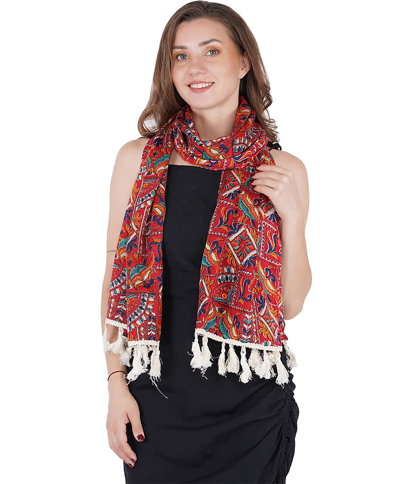 STYLE SHOES Red Cotton Women's Stole ( Pack of 1 ) - Dupattas & Shawls | Buy online on ZillyBuy