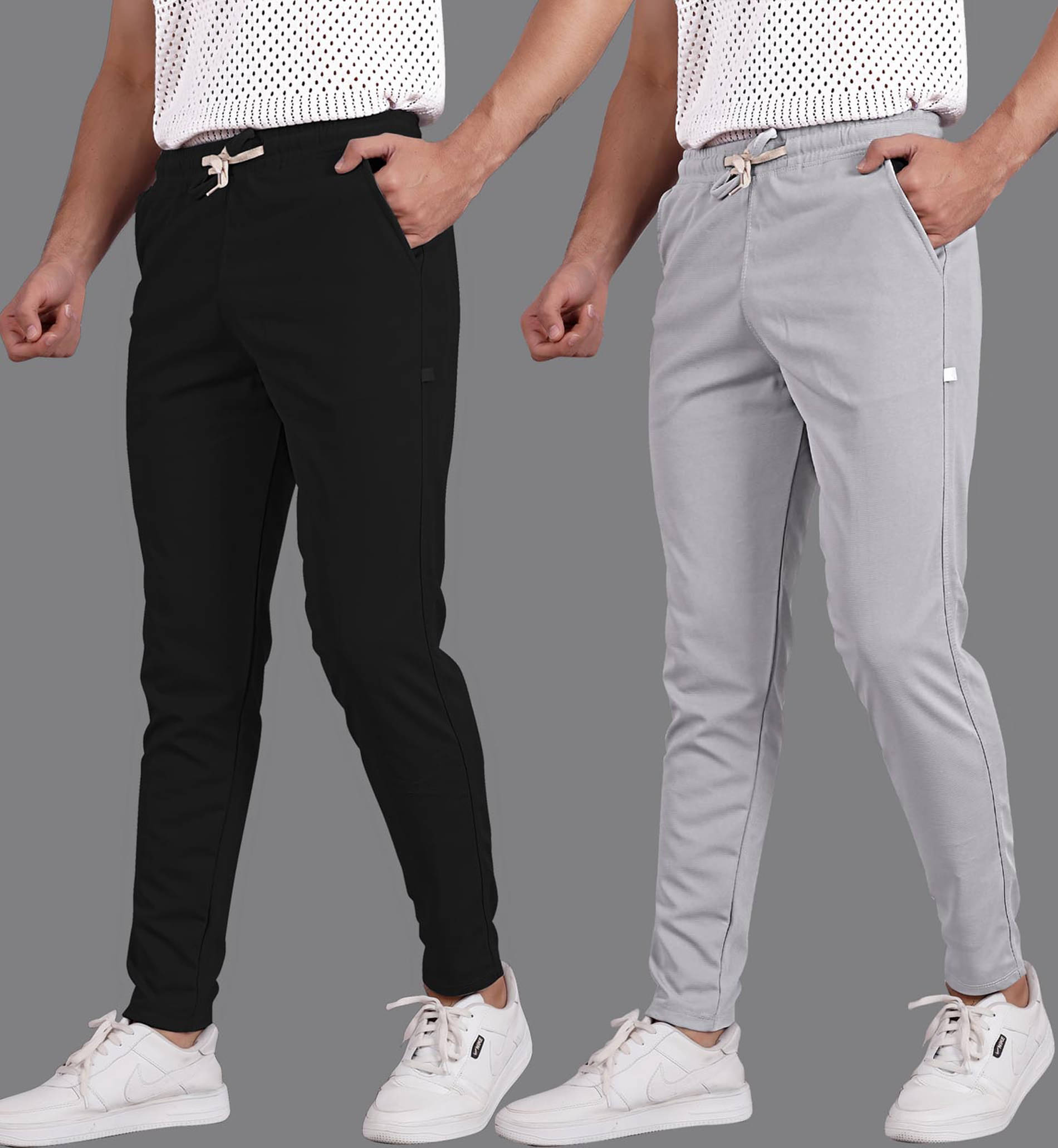 Septem Light Grey Cotton Blend Men's Trackpants ( Pack of 2 )     			Septem Light Grey Cotton Blend Men's Trackpants ( Pack of 2 )