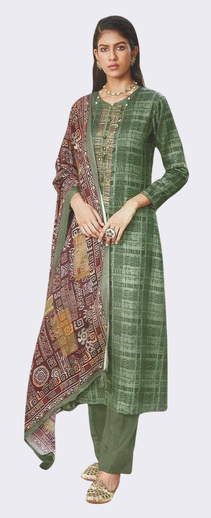 Soul Essence Unstitched Woollen Checks Dress Material - Green ( Pack of 1 ) Soul Essence Unstitched Woollen Checks Dress Material - Green ( Pack of 1 )