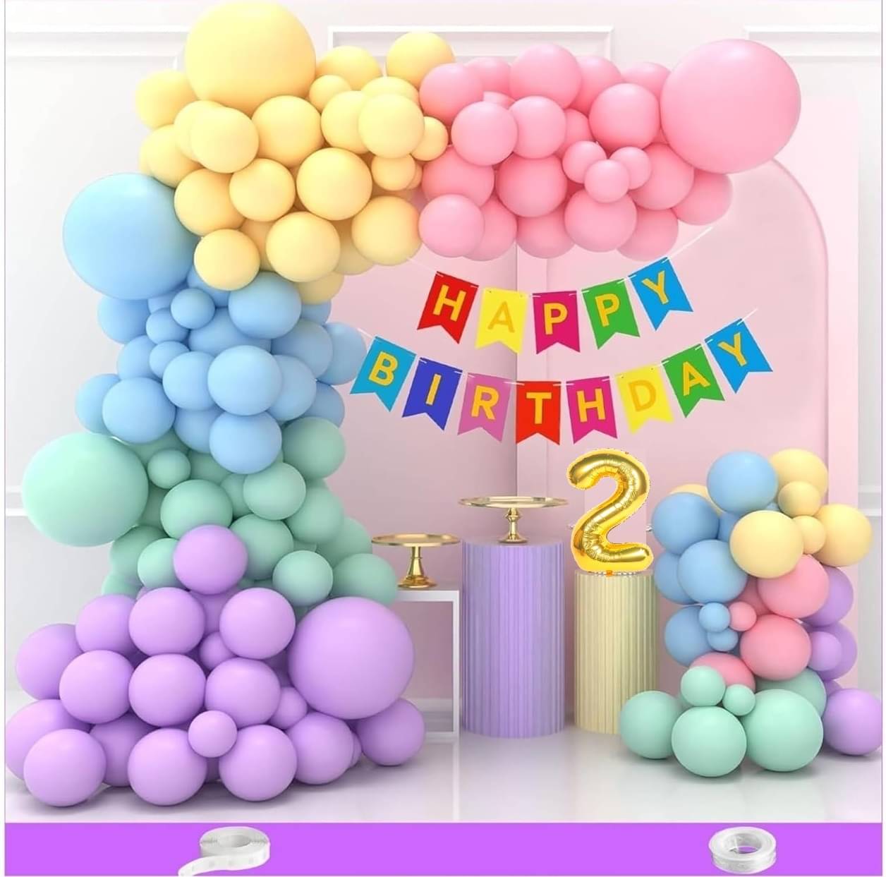 Urban Classic Rainbow theme Happy Birthday Decoration kit for Boys and Girls | Birthday decoration items (2nd Birthday)     			Urban Classic Rainbow theme Happy Birthday Decoration kit for Boys and Girls | Birthday decoration items (2nd Birthday)