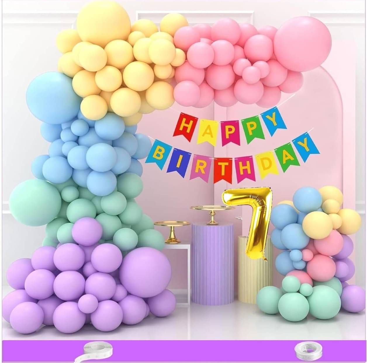     			Urban Classic Rainbow theme  Happy Birthday Decoration kit for Boys and Girls | Birthday decoration items (7th Birthday)