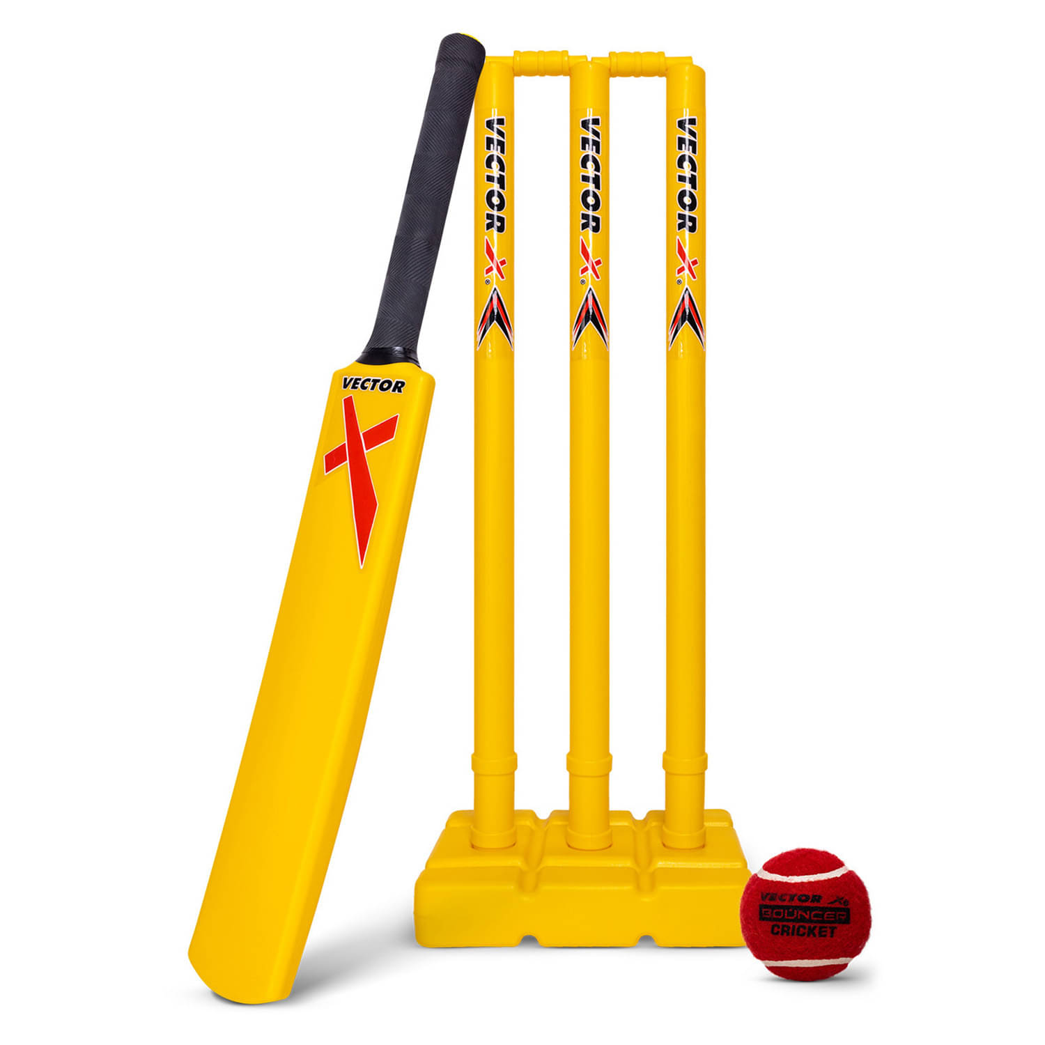 Vector X VT-9304 Plastic Cricket Set - Includes 1 Bat, 1 Soft Ball, Stumps/Wickets with Stand & Bails-with Carry Bag- Perfect for Outdoor Sports & Beach Play for Kids/Youth (Size-4) (7 Years & Above) Vector X VT-9304 Plastic Cricket Set - Includes 1 Bat, 1 Soft Ball, Stumps/Wickets with Stand & Bails-with Carry Bag- Perfect for Outdoor Sports & Beach Play for Kids/Youth (Size-4) (7 Years & Above)