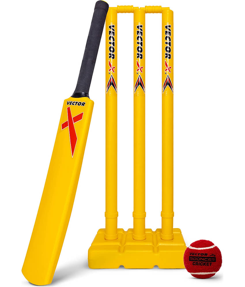 Vector X VT-9304 Plastic Cricket Set - Includes 1 Bat, 1 Soft Ball, Stumps/Wickets with Stand & Bails-with Carry Bag- Perfect for Outdoor Sports & Beach Play for Kids/Youth (Size-4) (7 Years & Above) - Sports and Fitness Equipment | Buy online on ZillyBuy