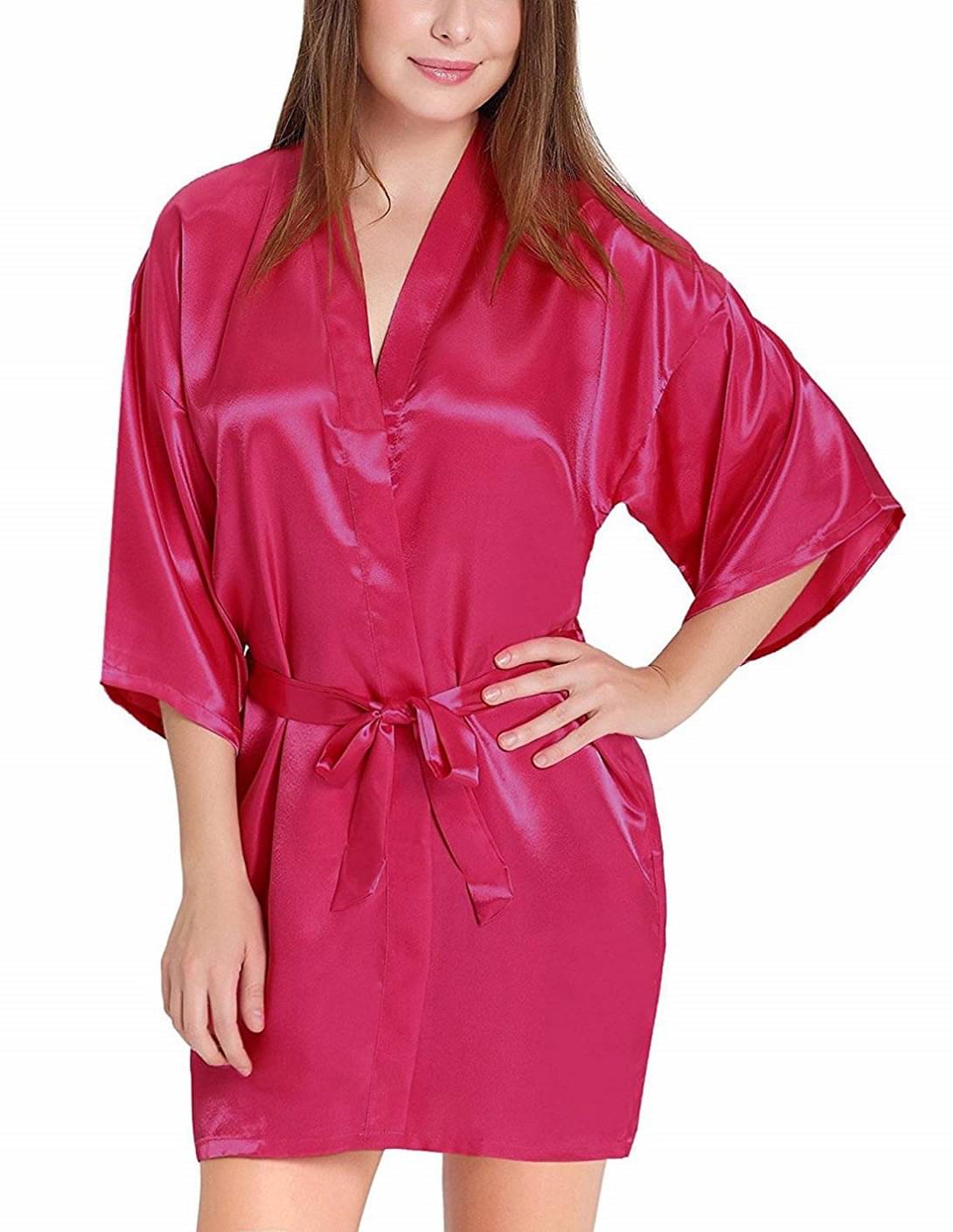     			YUZU Pink Satin Women's Nightwear Robes ( Pack of 1 )
