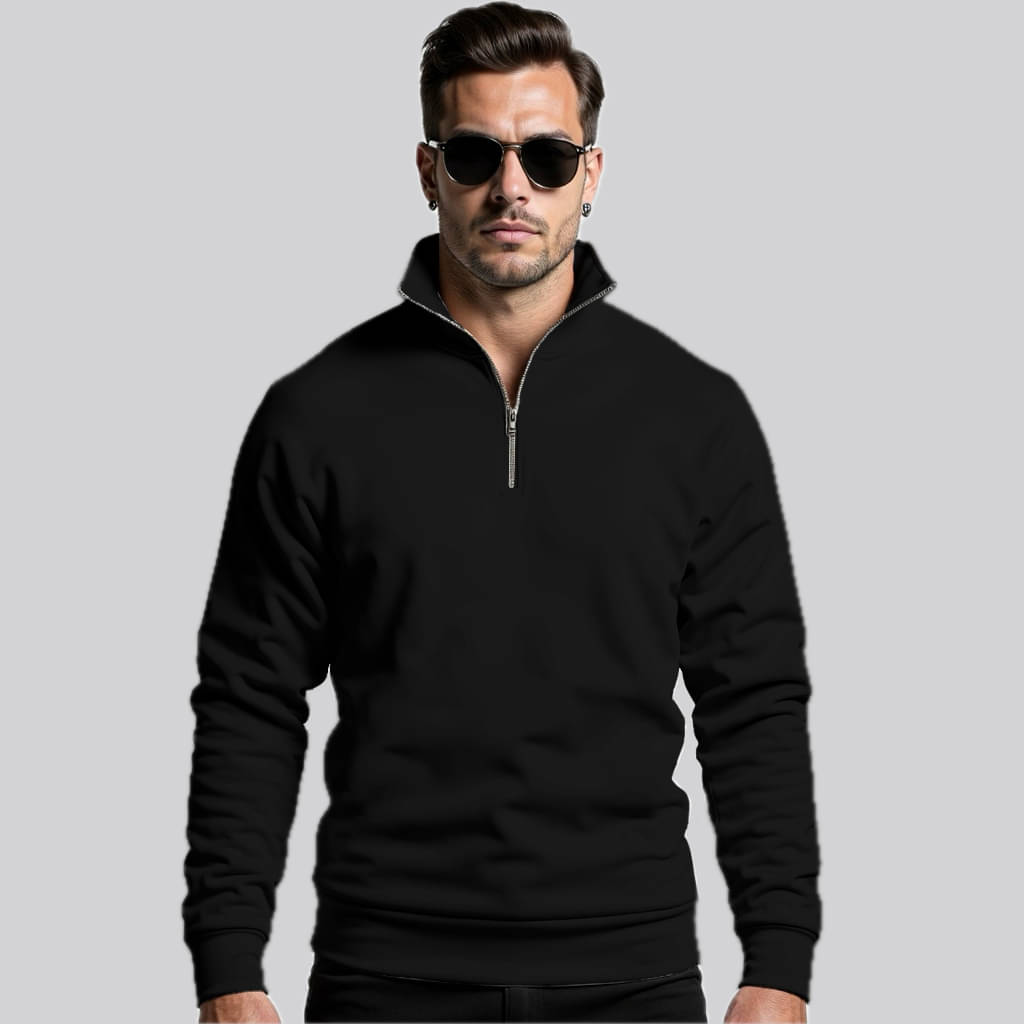     			fashion and youth Fleece High Neck Men's Sweatshirt - Black ( Pack of 1 )