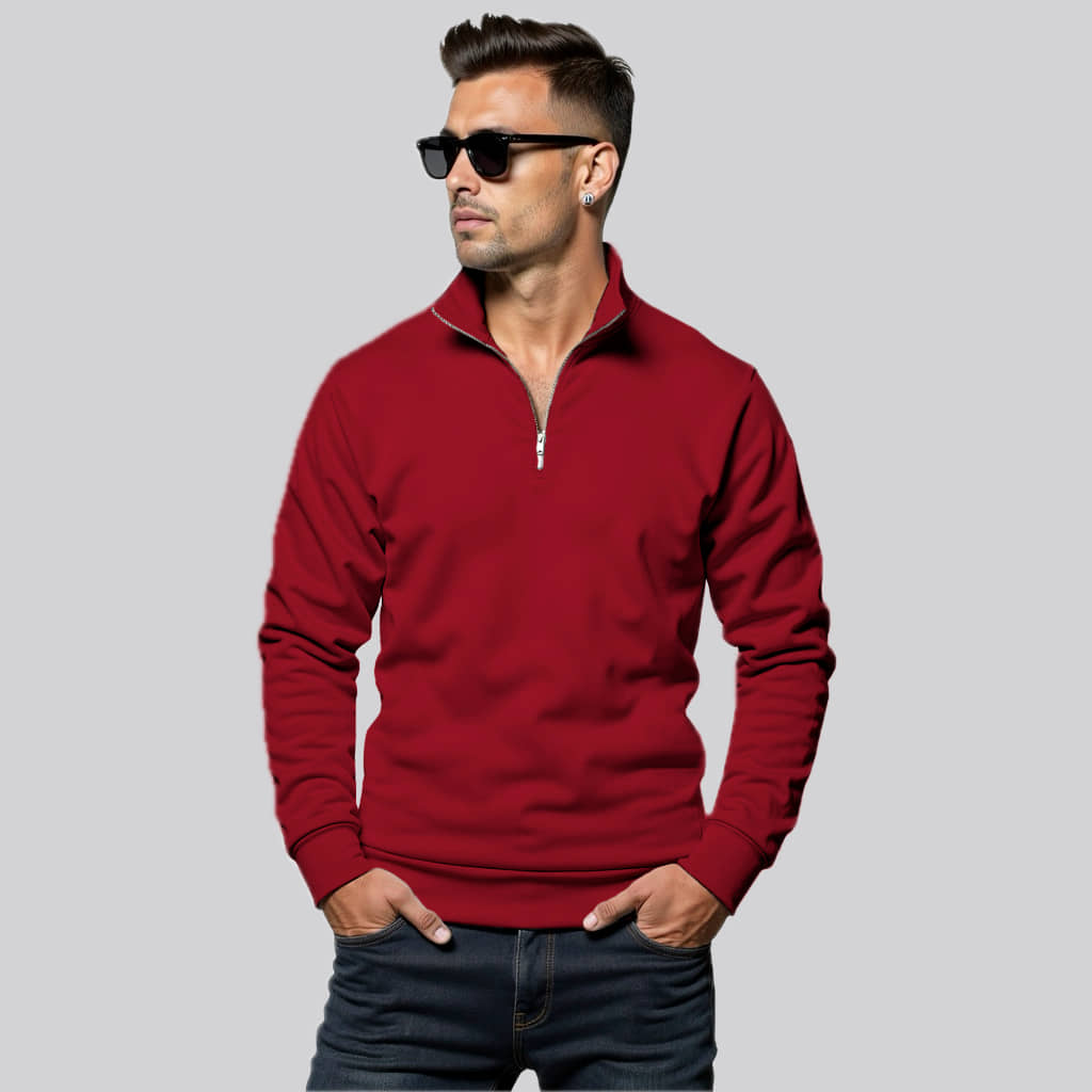 fashion and youth Fleece High Neck Men's Sweatshirt - Black ( Pack of 1 )