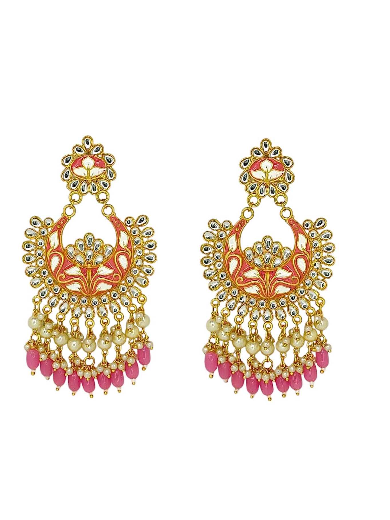     			9blings Pink Chandbalis Earrings ( Pack of 1 )