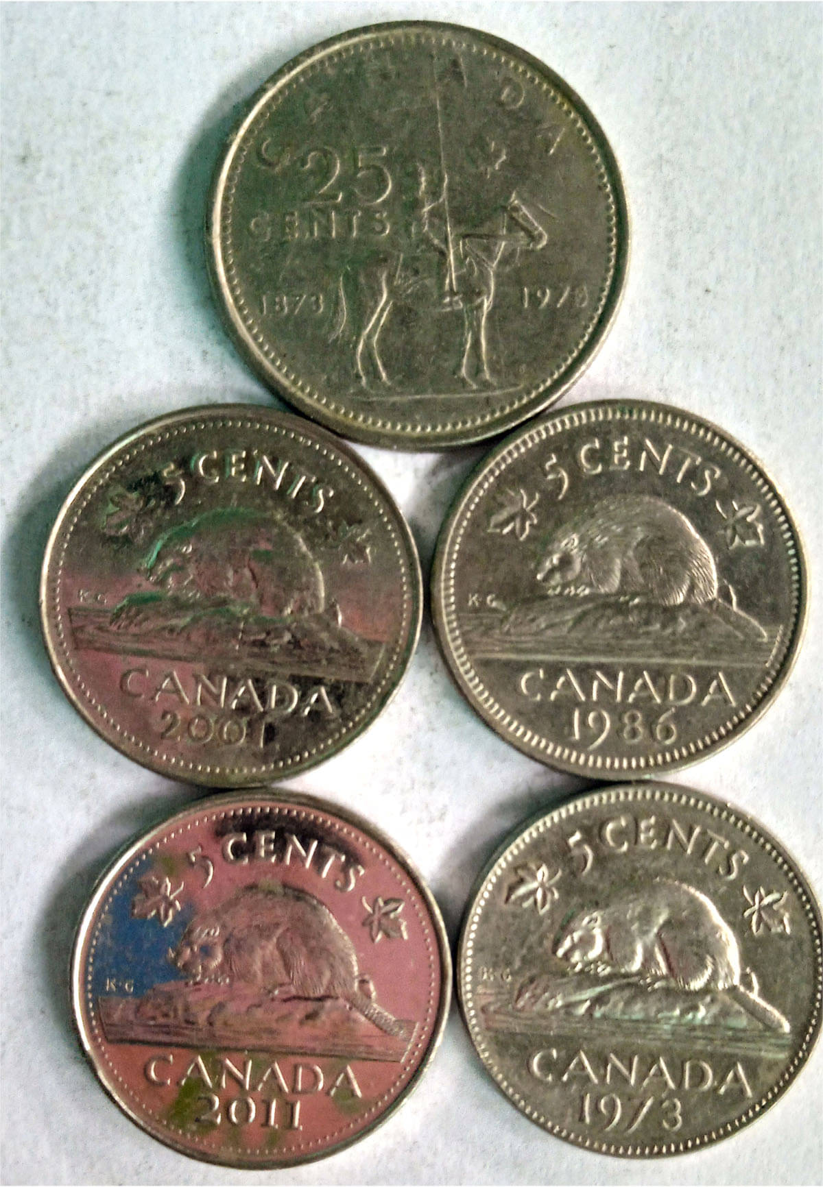     			CANADA - 5 DIFFERENT COINS SET