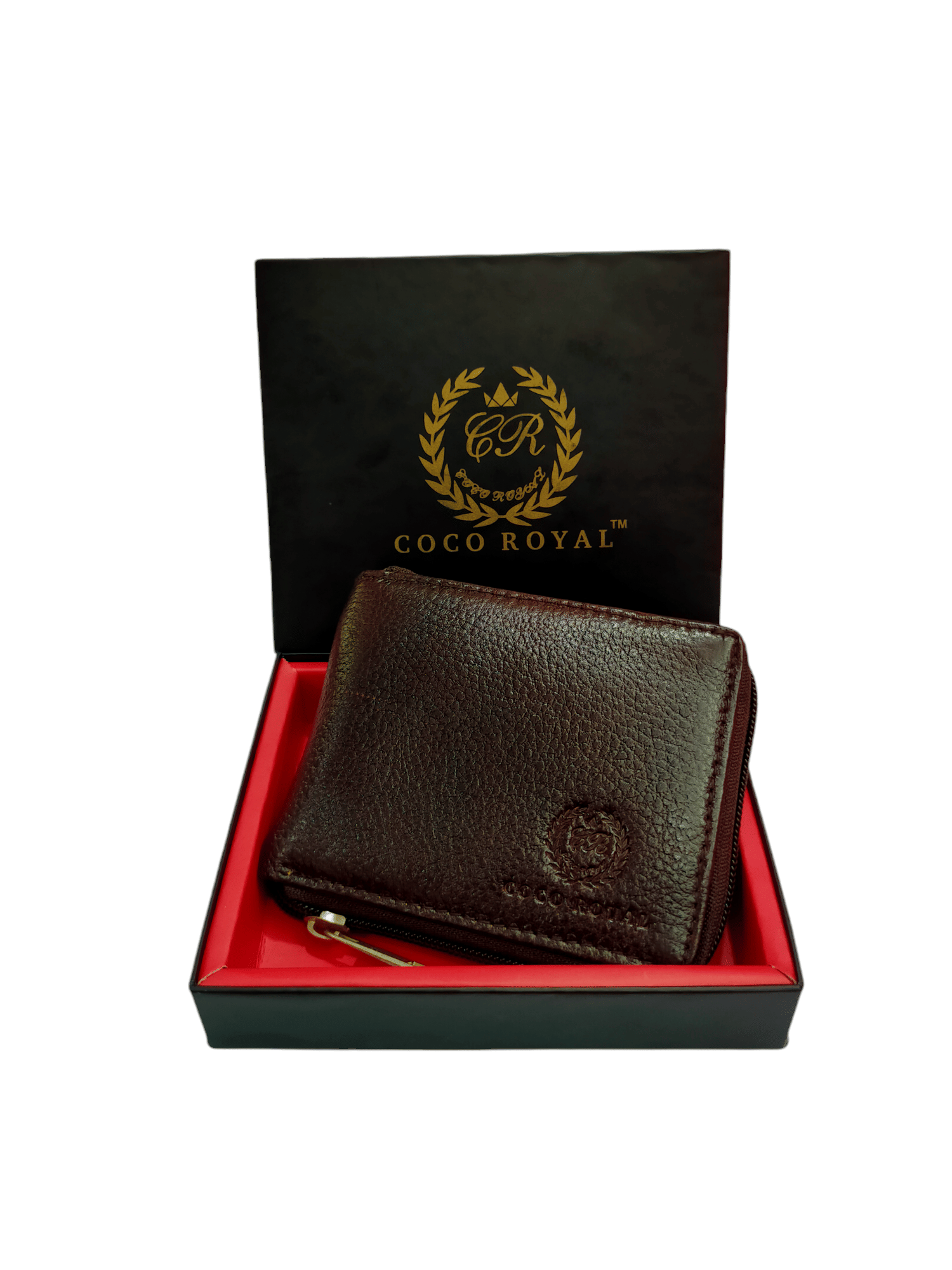     			COCO ROYAL Brown 100% Leather Men's Zip Around Wallet,Two Fold Wallet ( Pack of 1 )