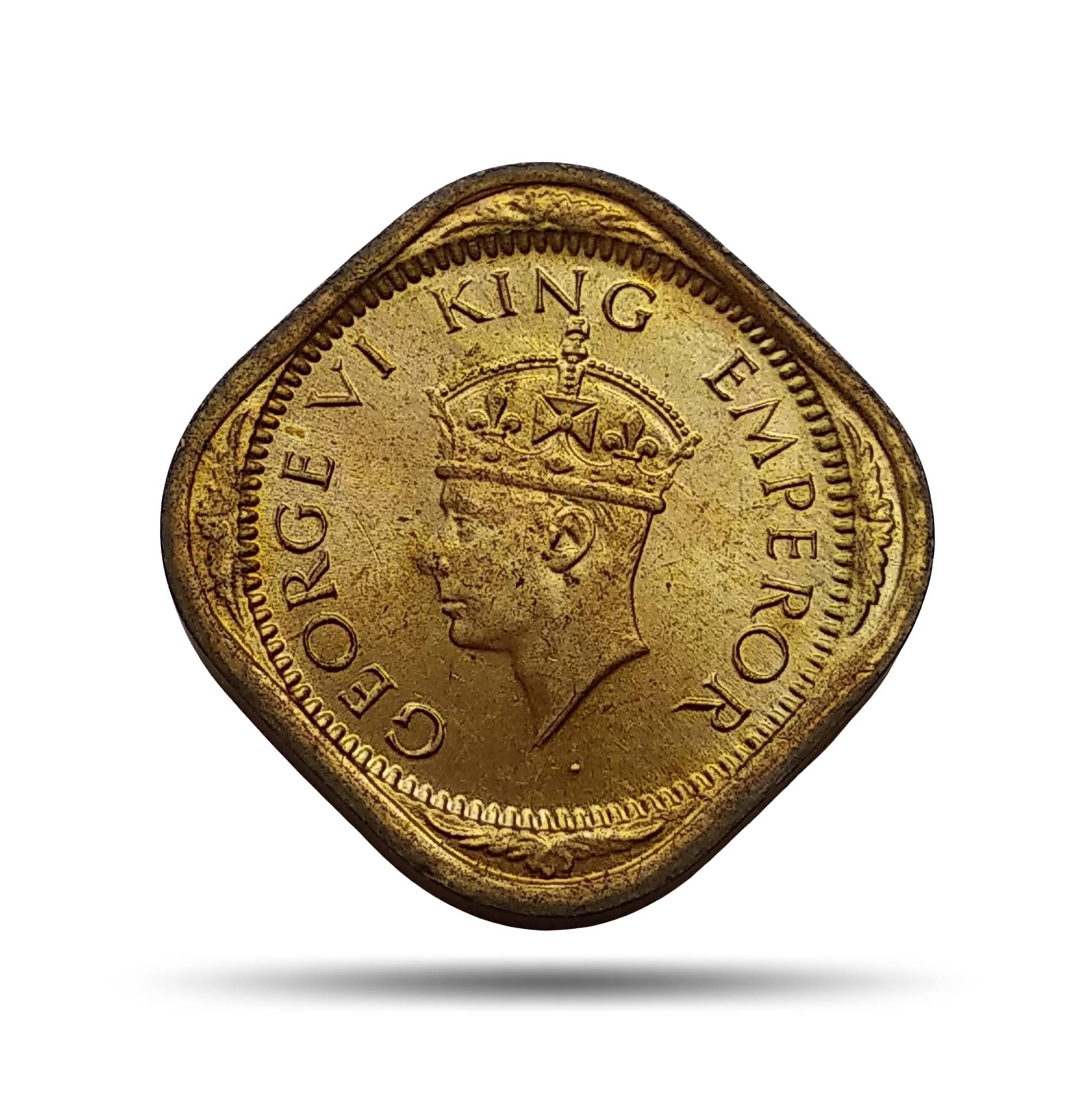 COINIACS UNC 1/2 Annas George VI King Emperor (1942-45) Nickel-Brass Coin, British India Uniform Coinage, UNC.     			COINIACS UNC 1/2 Annas George VI King Emperor (1942-45) Nickel-Brass Coin, British India Uniform Coinage, UNC.
