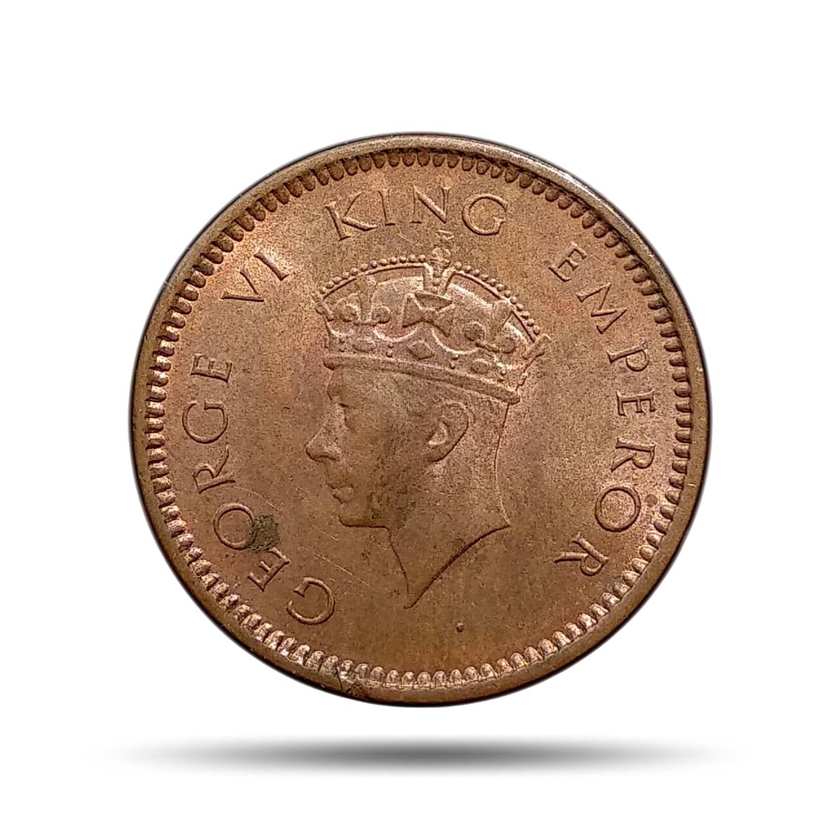     			COINIACS UNC 1/2 Pice George VI King Emperor (1939-40) Bronze Coin, British India Uniform Coinage, UNC.