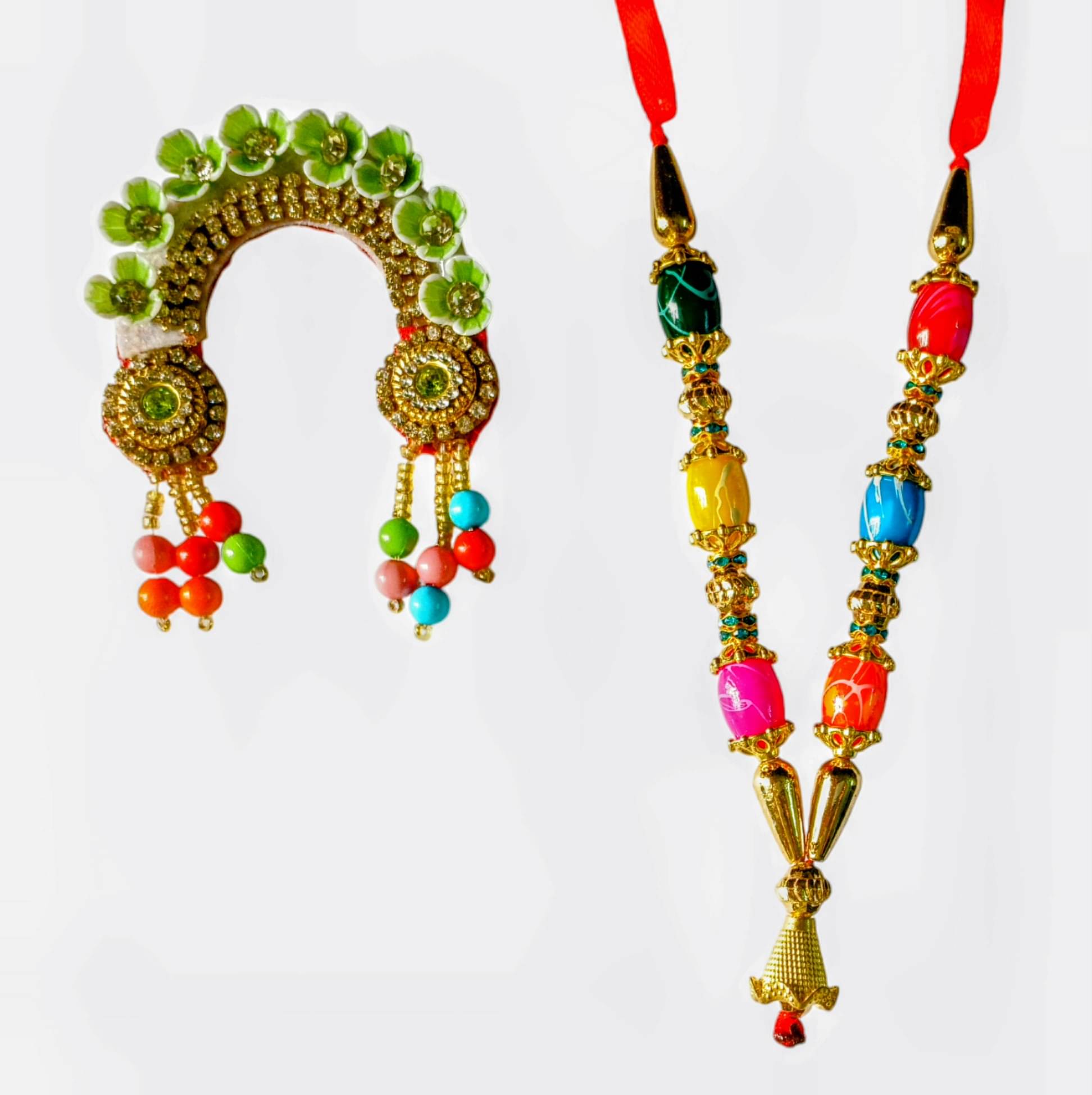     			Cherry Tree Laddu Gopal Green Crystal Jewellery ( Pack of 1 )