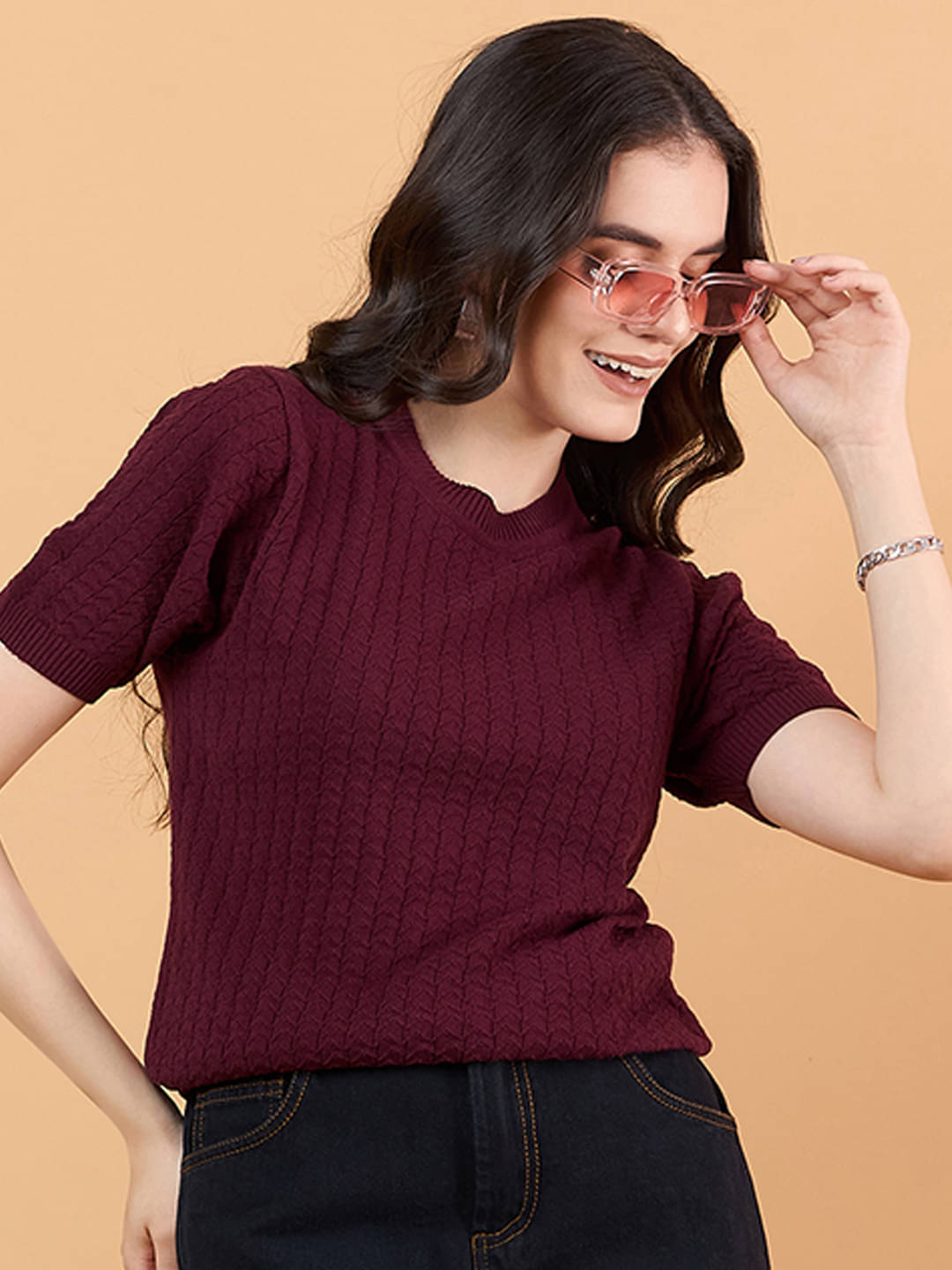 Clapton Women's Woollen Regular Top ( Maroon )     			Clapton Women's Woollen Regular Top ( Maroon )