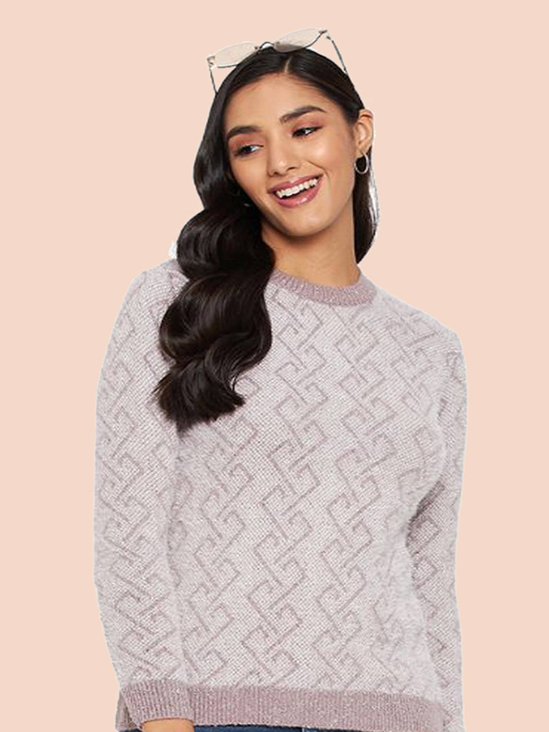 Clapton Pure Wool Round Neck Women's Pullovers - Peach ( ) Clapton Pure Wool Round Neck Women's Pullovers - Peach ( )