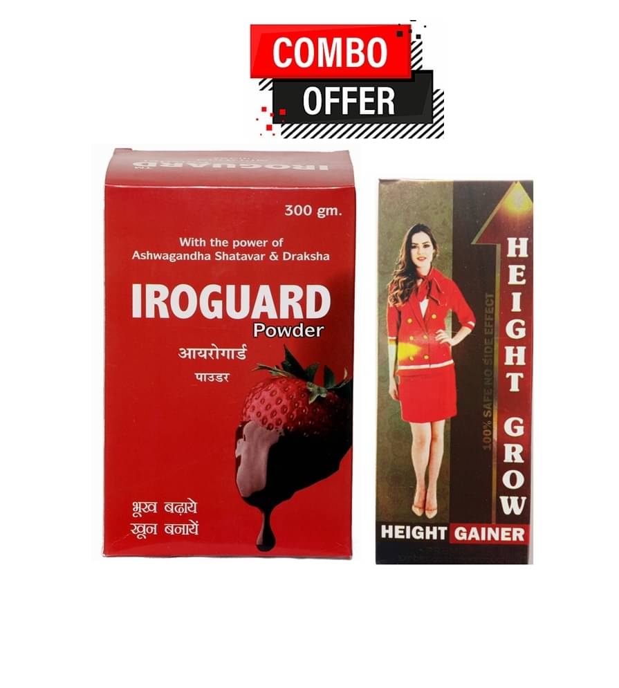 Dr. Chopra Height Grow Capsule 60no.s & G&G IroGaurd Powder 300 gm Strawberry Single Pack Dr. Chopra Height Grow Capsule 60no.s & G&G IroGaurd Powder 300 gm Strawberry Single Pack