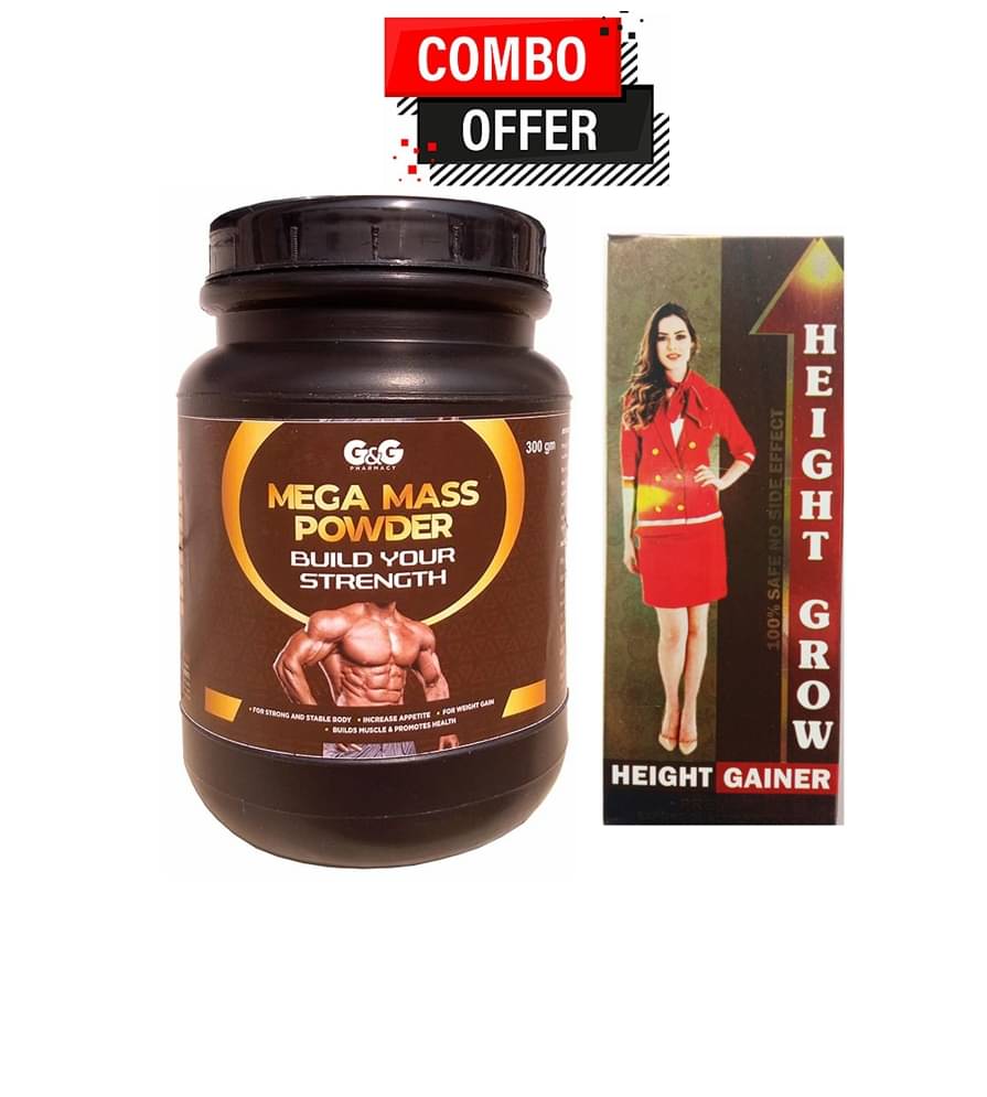 Dr. Chopra Height Grow Capsules 60no.s & G&G Mega Mass Powder 300 gm Chocolate Single Pack Dr. Chopra Height Grow Capsules 60no.s & G&G Mega Mass Powder 300 gm Chocolate Single Pack