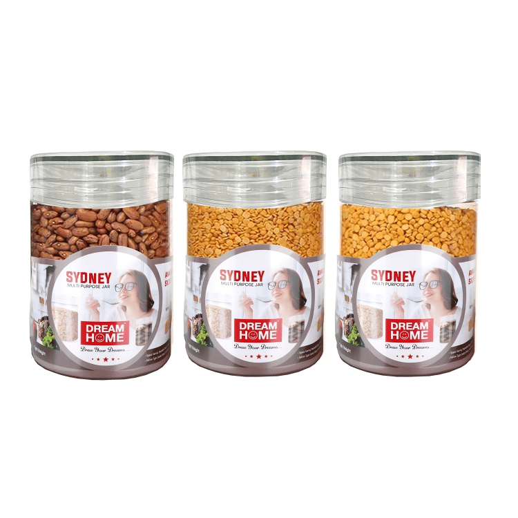 Dream Home Sydney Airtight Plastic Transparent Tea/Coffee/Sugar Container ( Set of 3 )