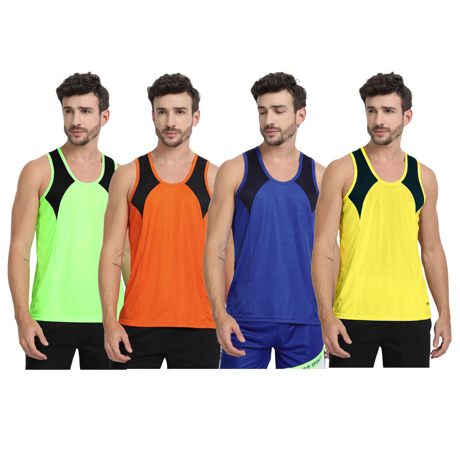     			FTX Pack of 4 Polyester Undershirt For Men ( Indigo )
