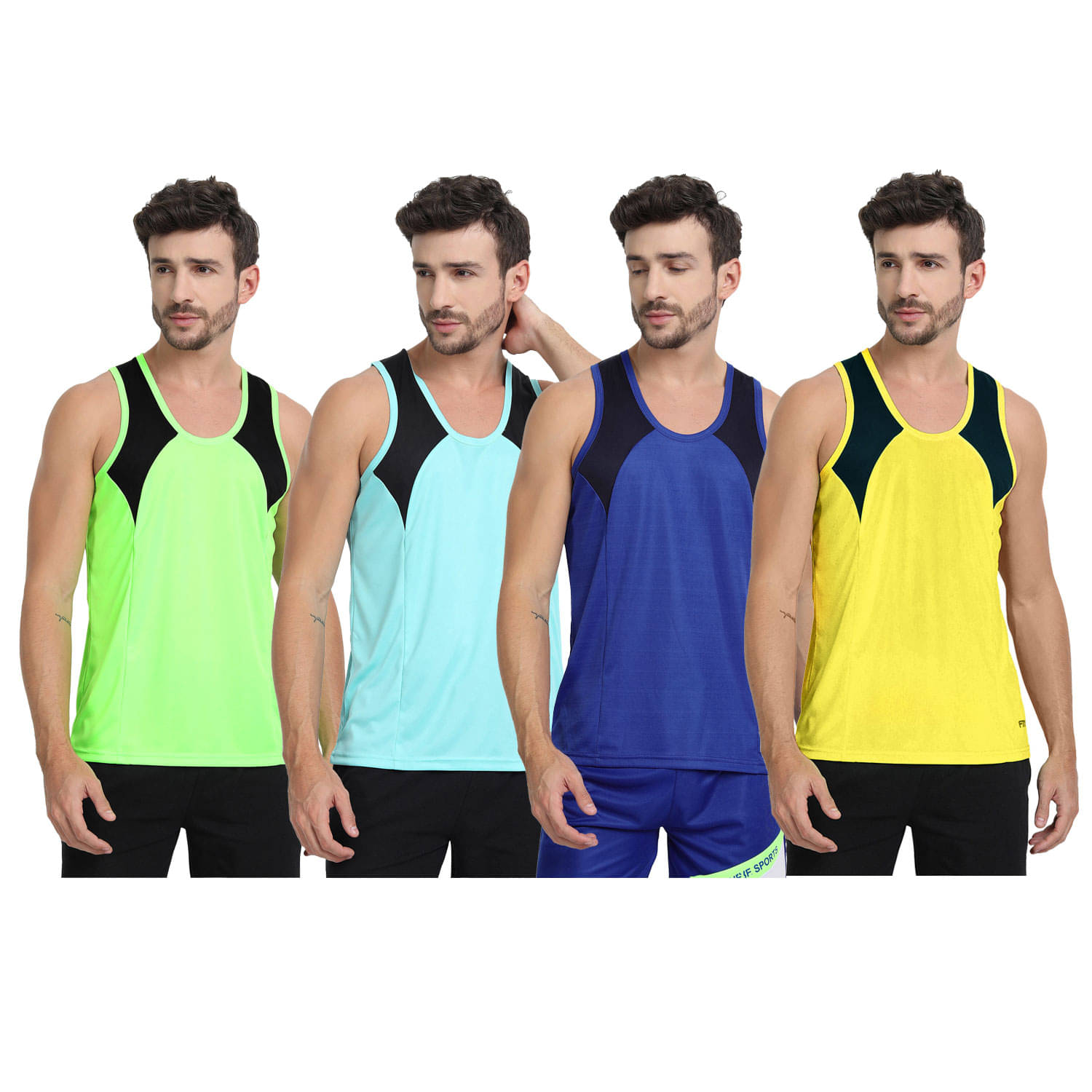     			FTX Pack of 4 Polyester Undershirt For Men ( Light Green )