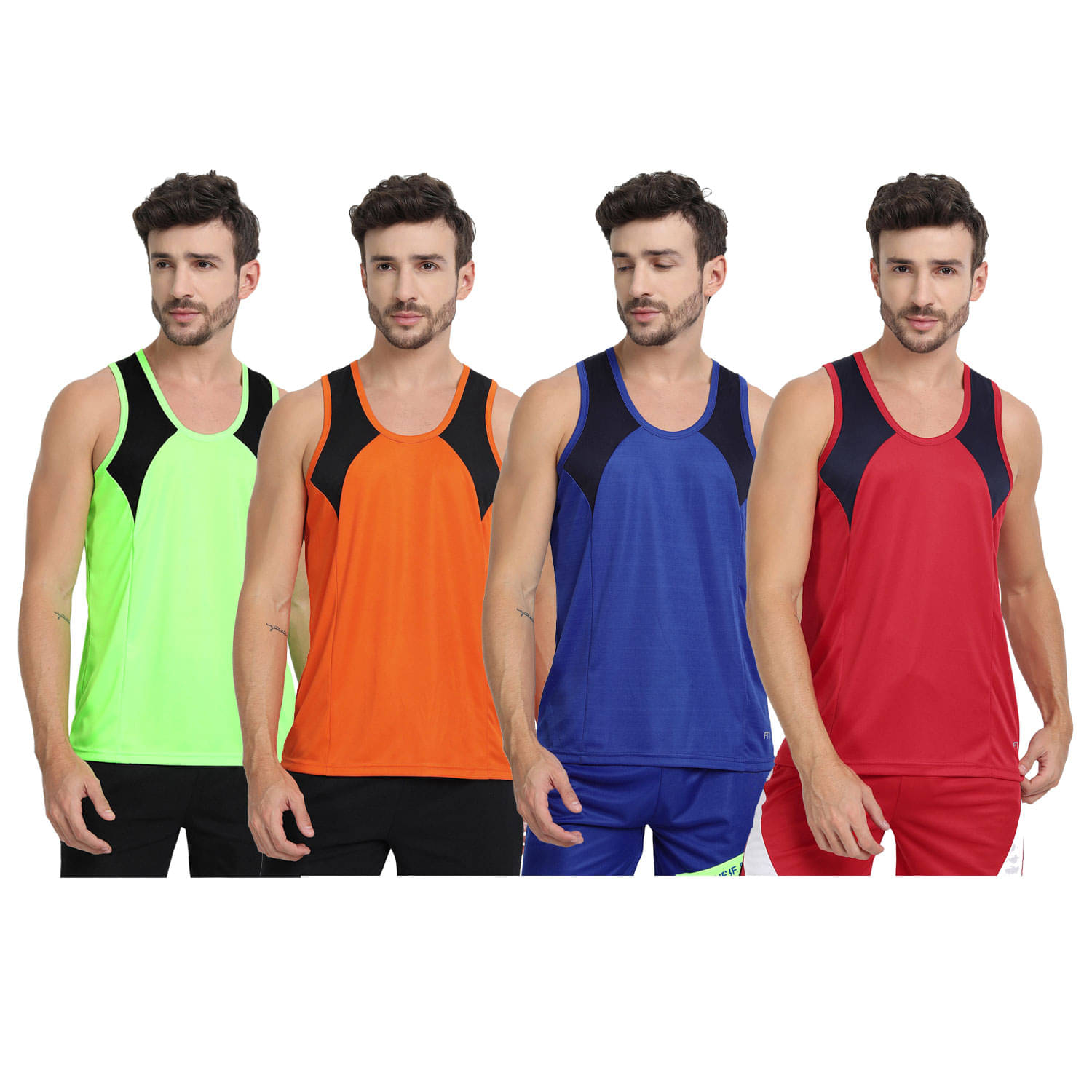 FTX Pack of 4 Polyester Gym Vest For Men ( Navy ) FTX Pack of 4 Polyester Gym Vest For Men ( Navy )