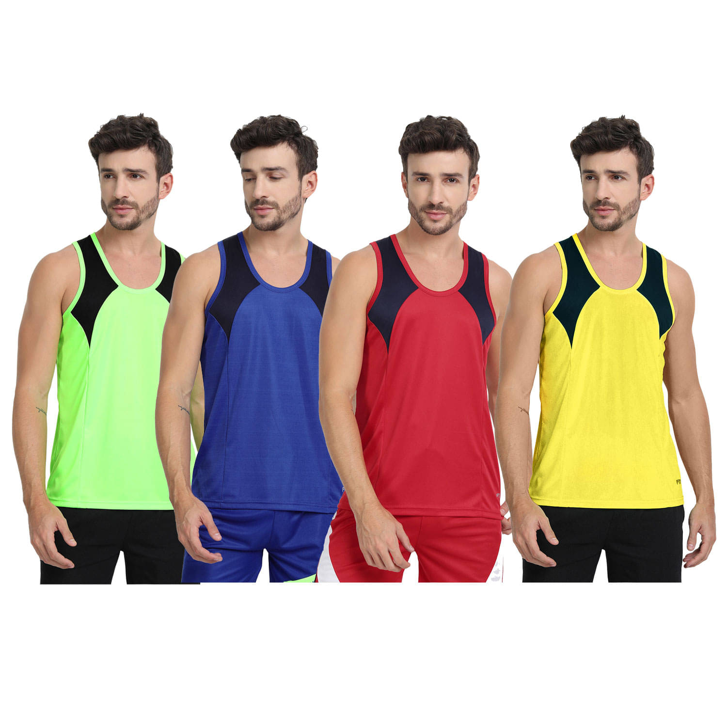     			FTX Pack of 4 Polyester Undershirt For Men ( Red )