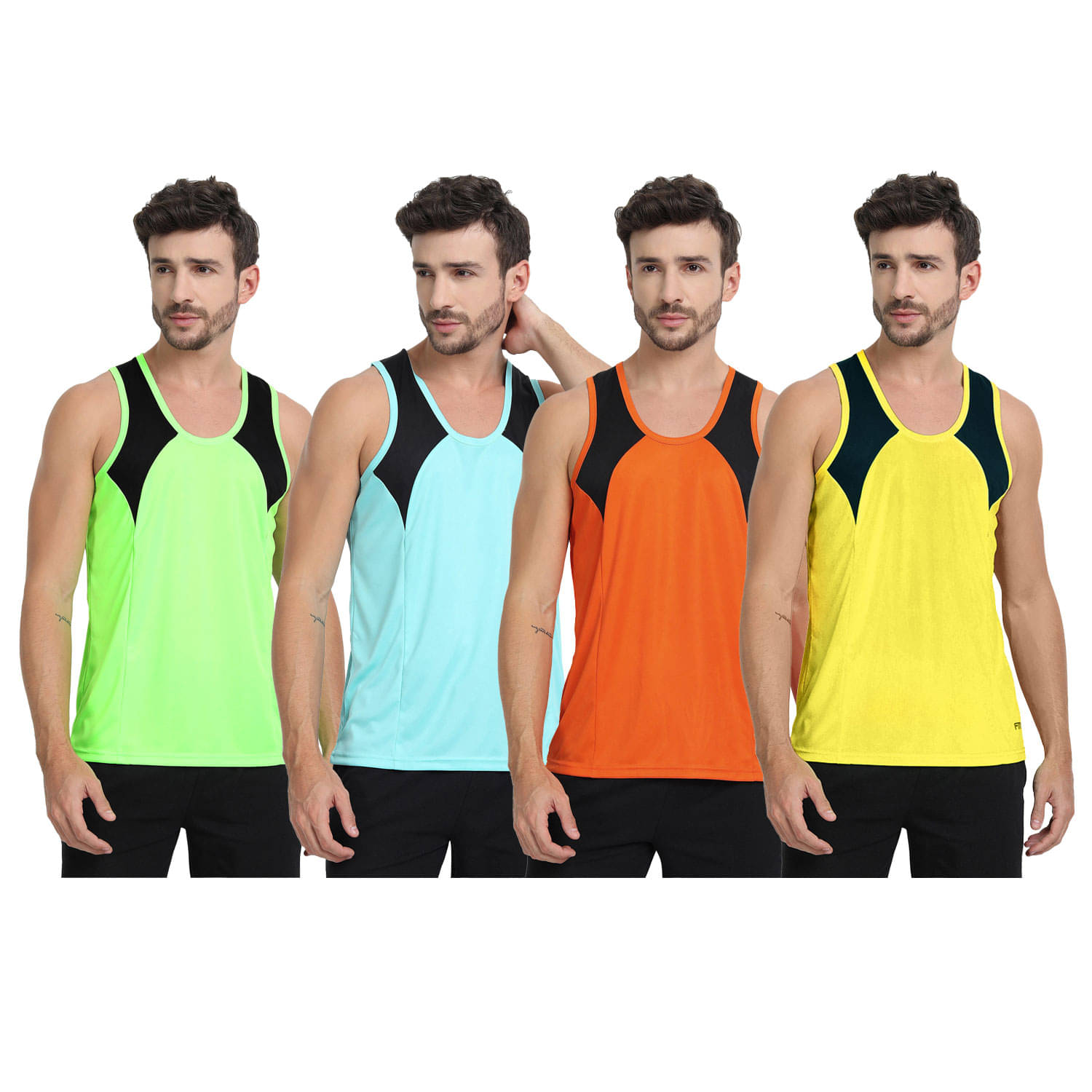 FTX Pack of 4 Polyester Undershirt For Men ( Yellow ) FTX Pack of 4 Polyester Undershirt For Men ( Yellow )