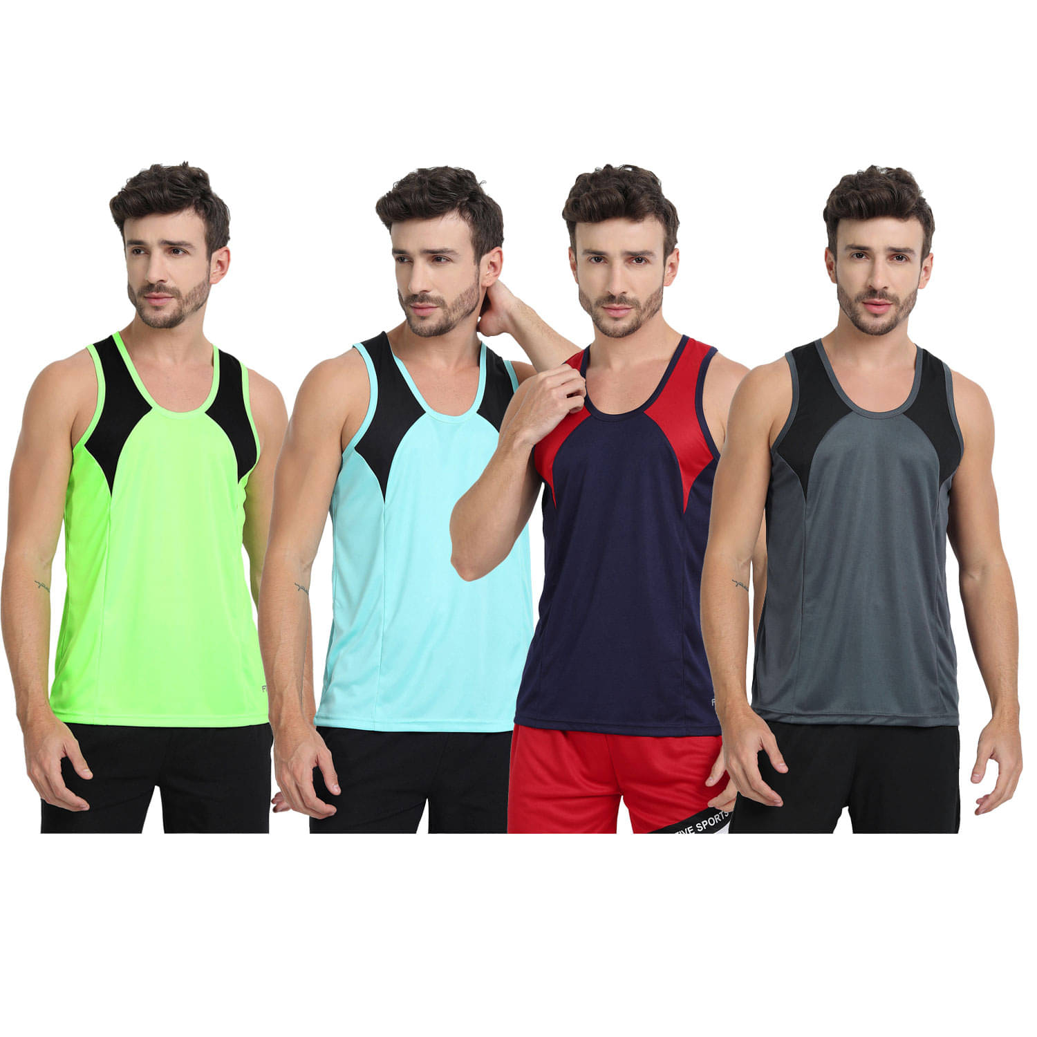     			FTX Pack of 4 Polyester Undershirt For Men ( Grey )