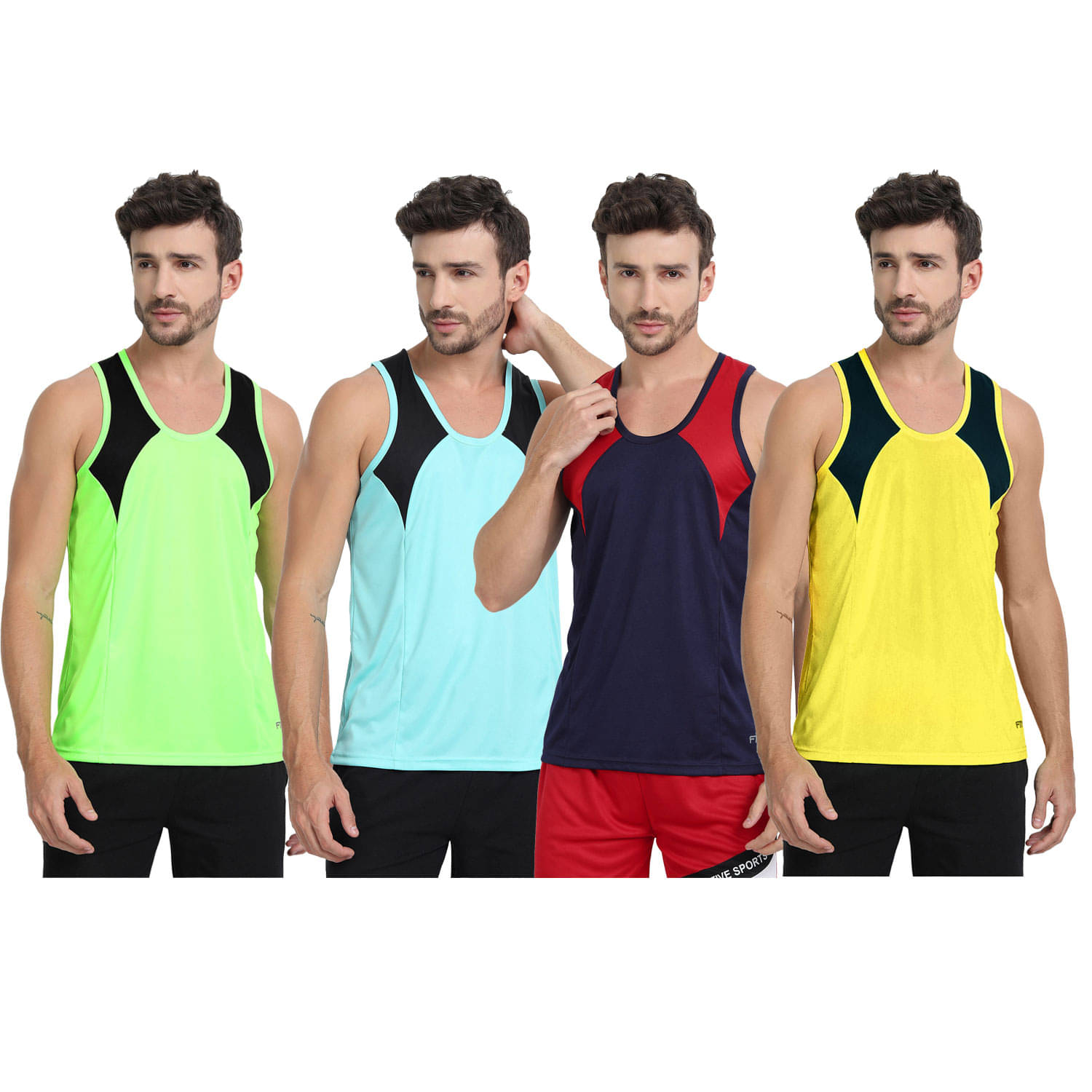 FTX Pack of 4 Polyester Undershirt For Men ( Yellow ) FTX Pack of 4 Polyester Undershirt For Men ( Yellow )