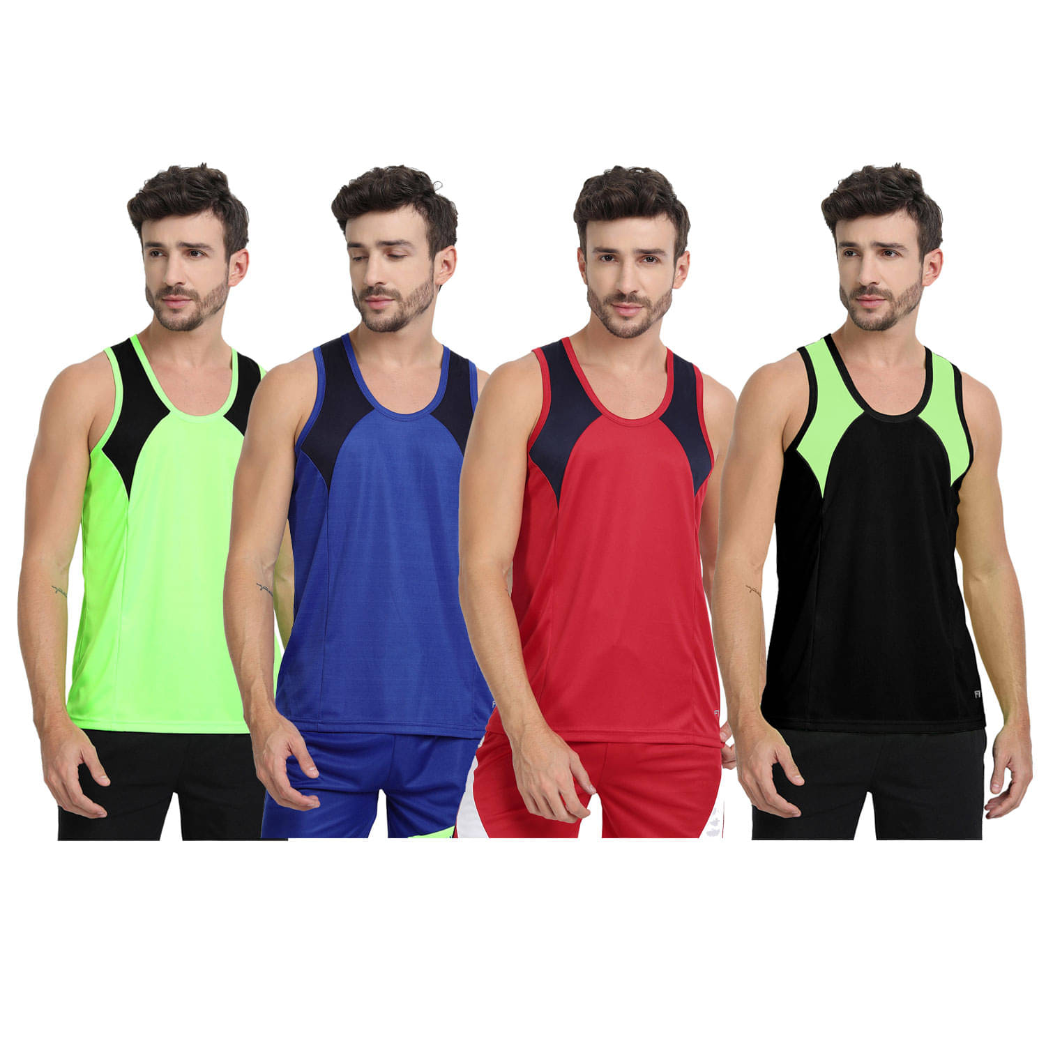 FTX Pack of 4 Polyester Gym Vest For Men ( Indigo ) FTX Pack of 4 Polyester Gym Vest For Men ( Indigo )