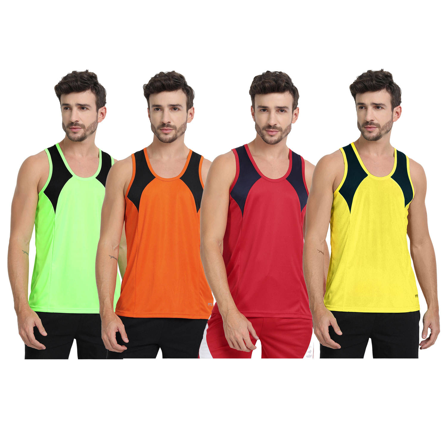 FTX Pack of 4 Polyester Undershirt For Men ( Fluorescent Green ) FTX Pack of 4 Polyester Undershirt For Men ( Fluorescent Green )
