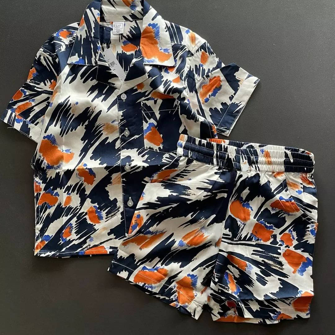     			Fashion Corner Pack of 1 Boys Rayon Shirt & Shorts Set ( Orange )