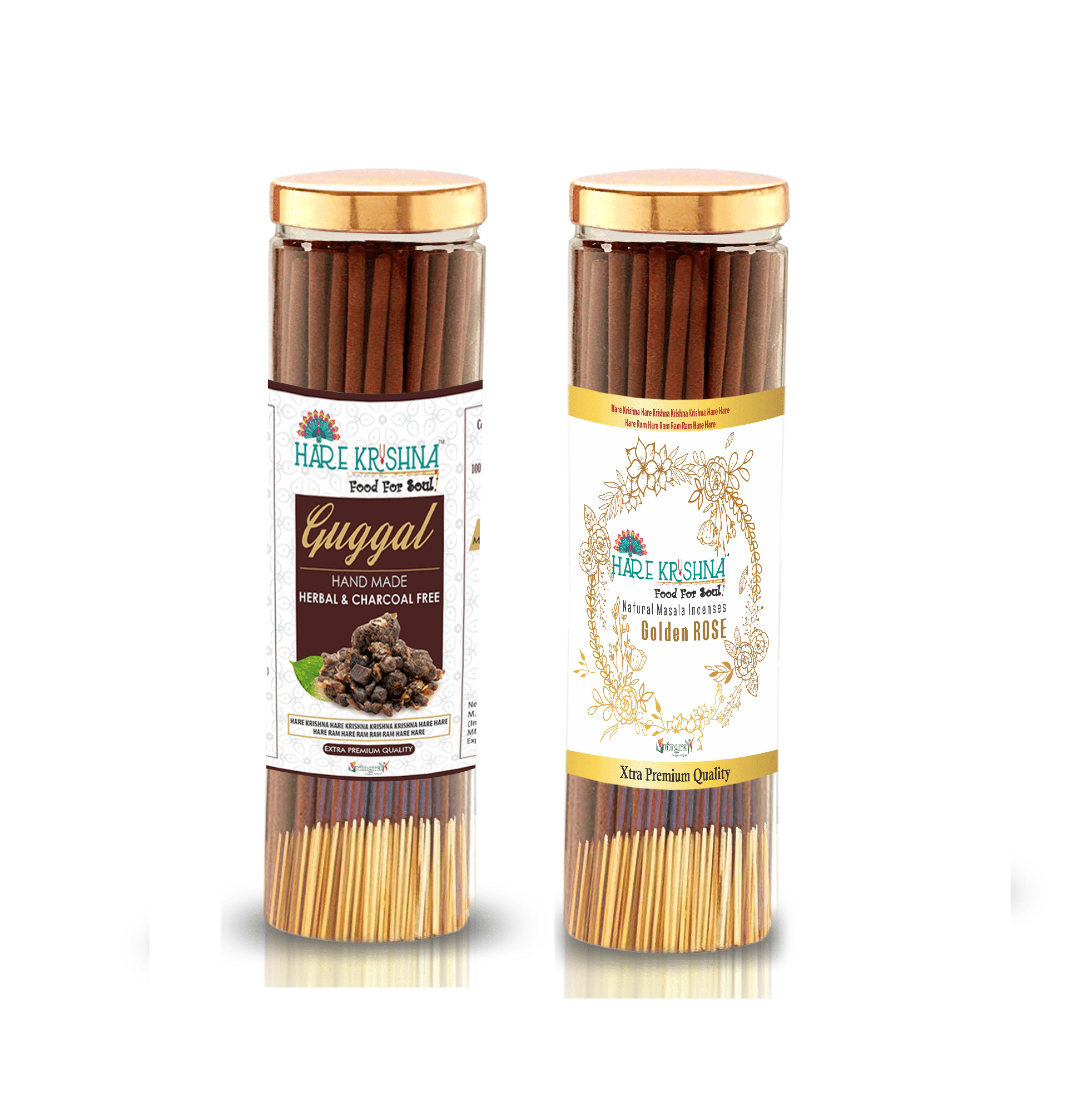     			Hare Krishna Incense Stick Rose,Guggal 200 gm ( Pack of 1 )