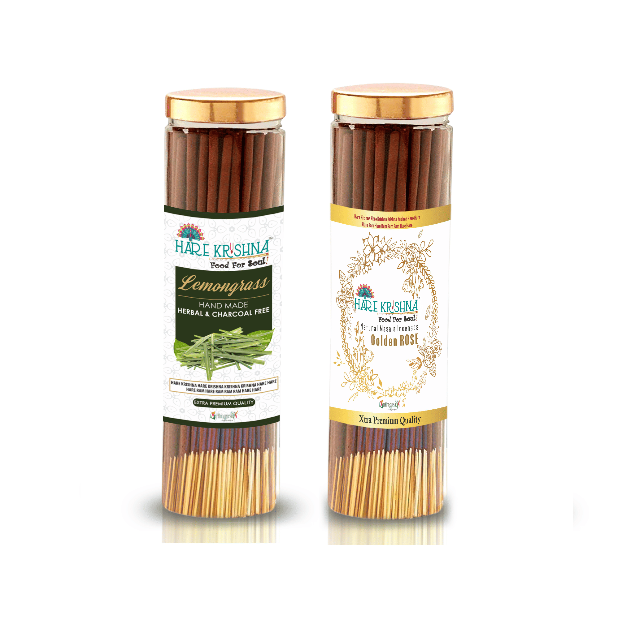     			Hare Krishna Food For Soul Incense Stick Lemongrass,Rose 200 gm ( Pack of 1 )