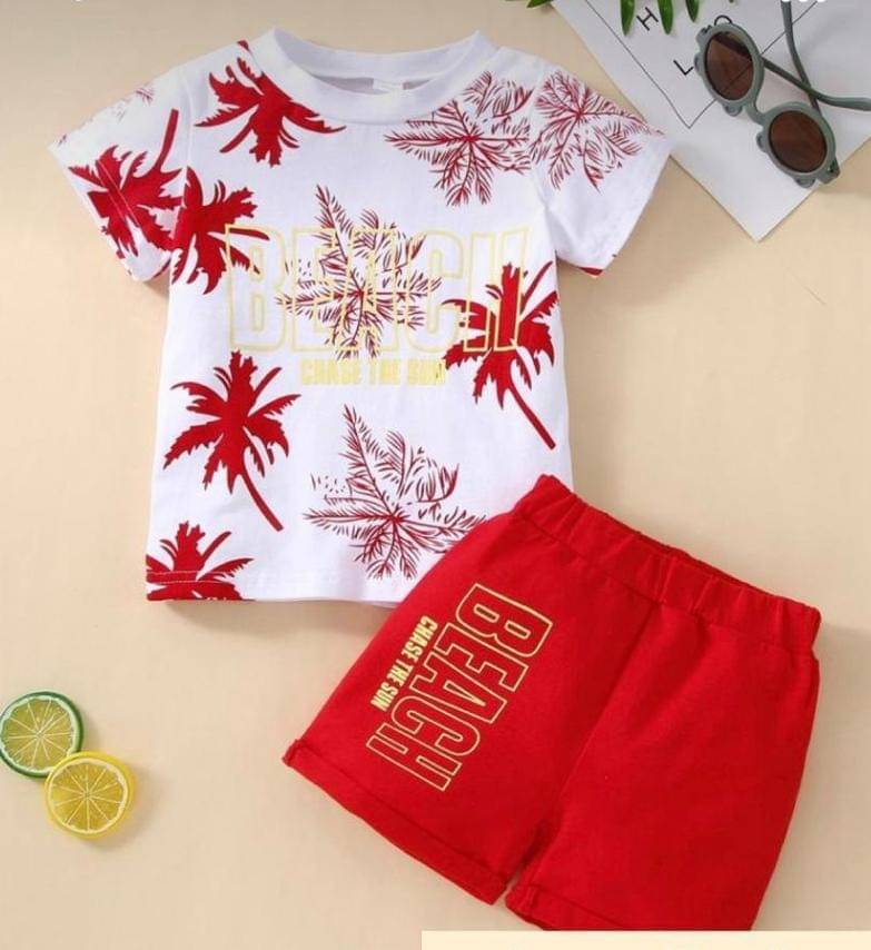     			MUSNAH GARMENTS Pack of 1 Boys Cotton T-Shirt & Shorts Set ( White )