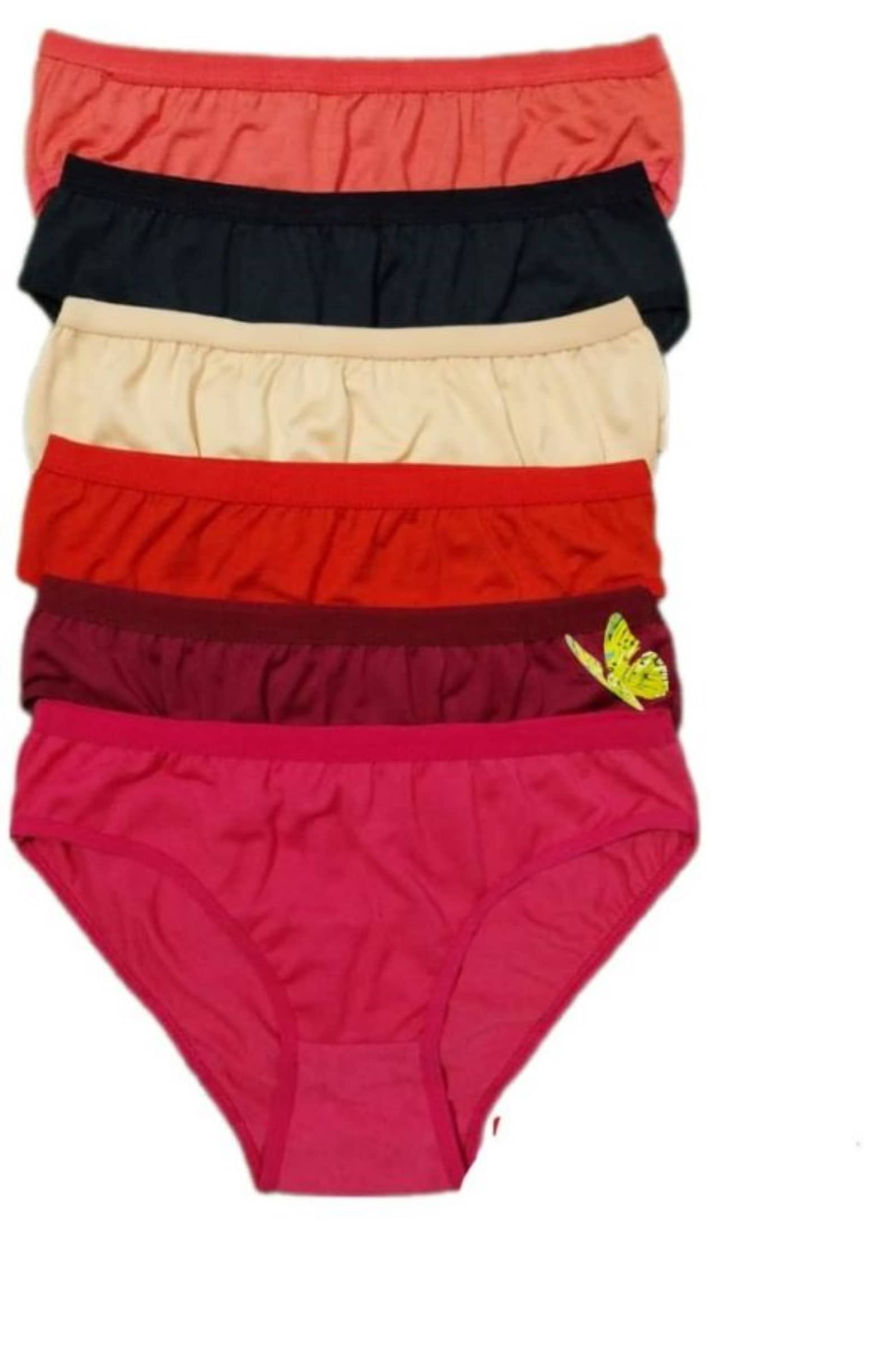 PIYURZ Pack of 6 Poly Cotton Solid Women's Briefs ( Multi Color )