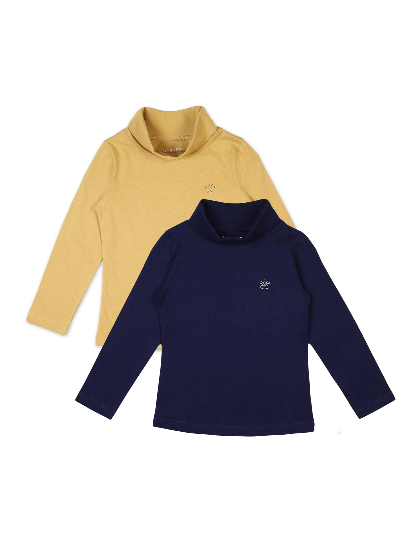     			PLUM TREE Pack of 2 Girls 100% Cotton T-Shirt ( Navy )