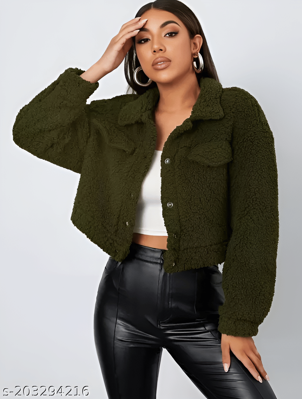 PLUS PARADISE - Faux Fur Green Jackets PLUS PARADISE - Faux Fur Green Jackets