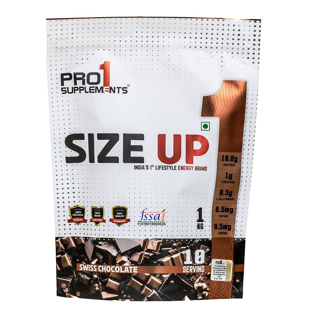     			PRO1 SUPPLEMENTS Size Up Whey Protein Powder ( 1000 gm , Swiss Chocolate - Flavour )