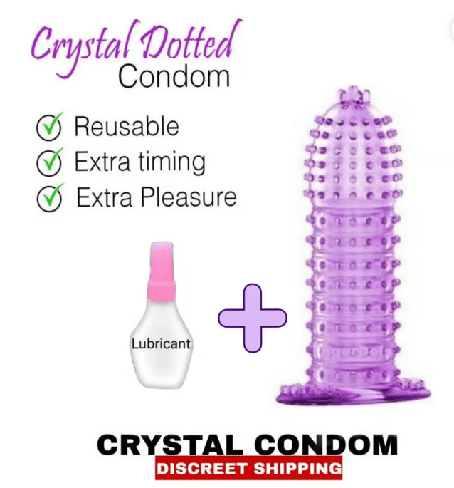 Reusable and Washable For Long Last Action Crystal Condom With lubricant 1 peice (Purpal color) Reusable and Washable For Long Last Action Crystal Condom With lubricant 1 peice (Purpal color)