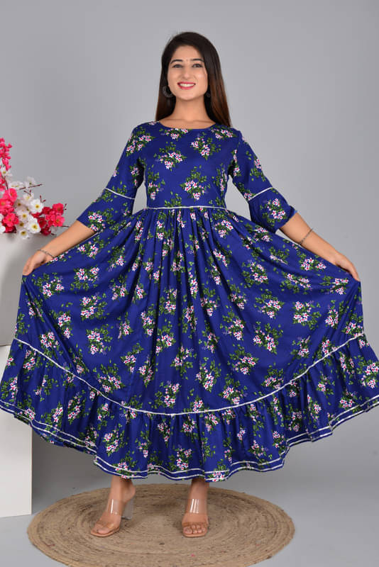 SIPET Rayon Printed Anarkali Women's Kurti - Blue ( Pack of 1 ) SIPET Rayon Printed Anarkali Women's Kurti - Blue ( Pack of 1 )