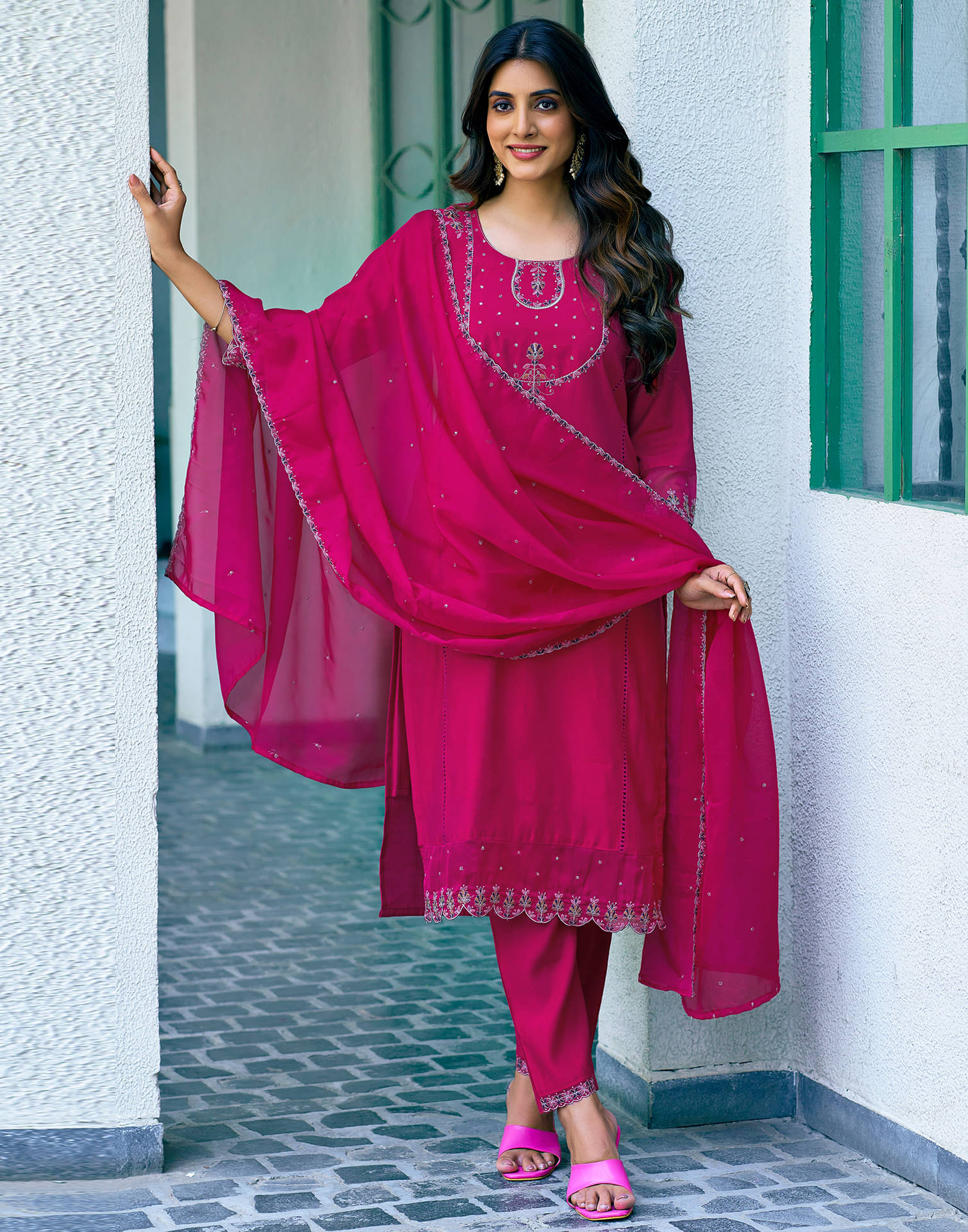 Skylee Silk Embroidered Kurti With Pants Women's Stitched Salwar Suit - Pink ( Pack of 1 ) Skylee Silk Embroidered Kurti With Pants Women's Stitched Salwar Suit - Pink ( Pack of 1 )