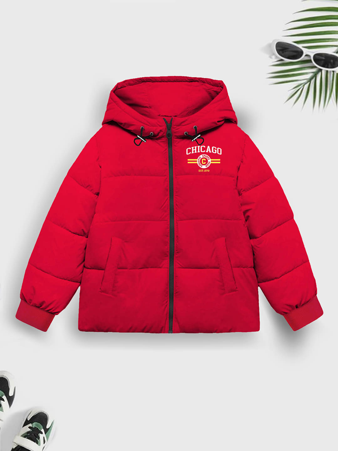     			Trampoline Boys Polyester Puffer Jacket ( Red , Pack of 1 )