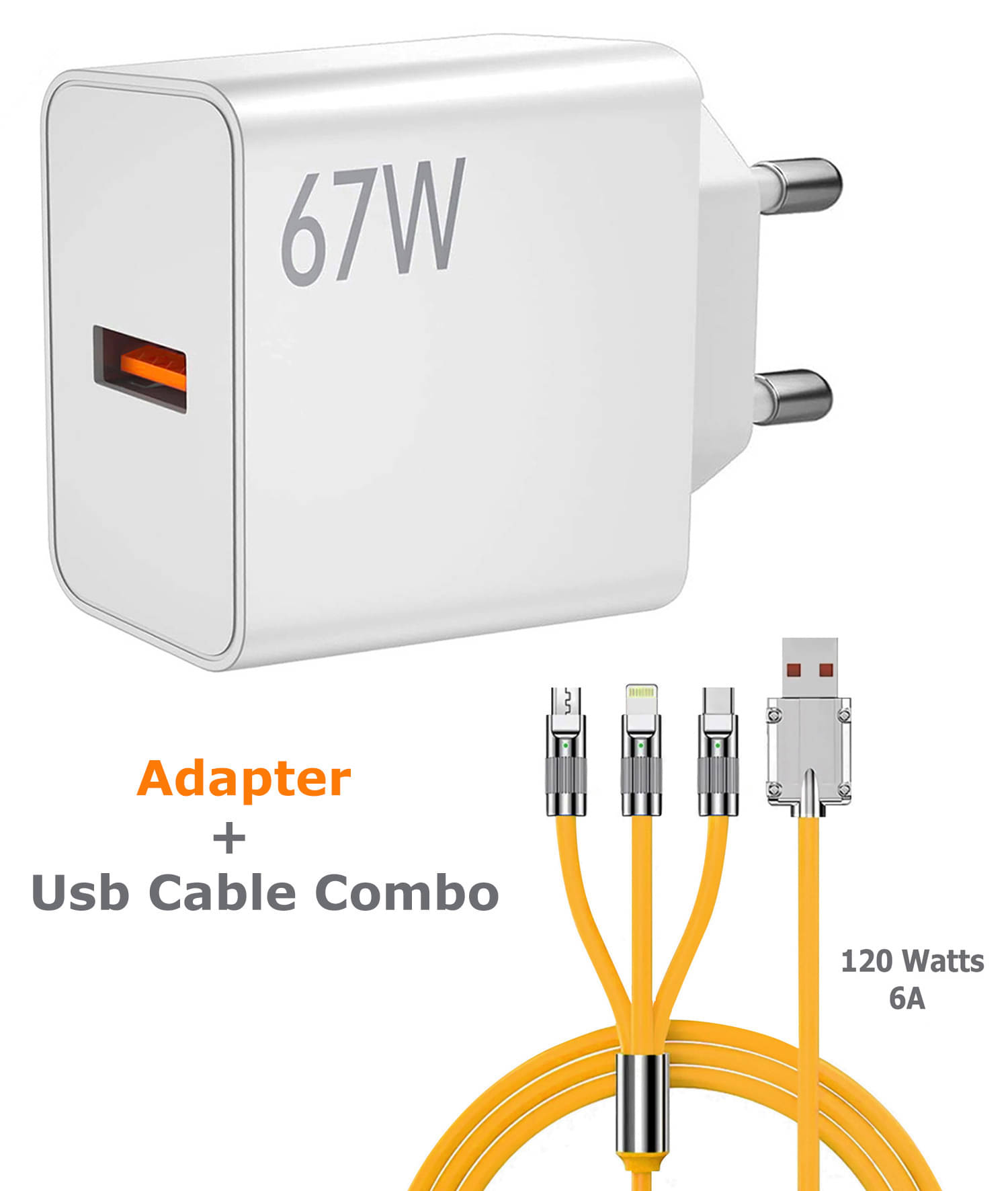 Vertical9 1.5m Data Cables 3-in-1 120W Cable + 67W Fast Charger Combo - Yellow Vertical9 1.5m Data Cables 3-in-1 120W Cable + 67W Fast Charger Combo - Yellow