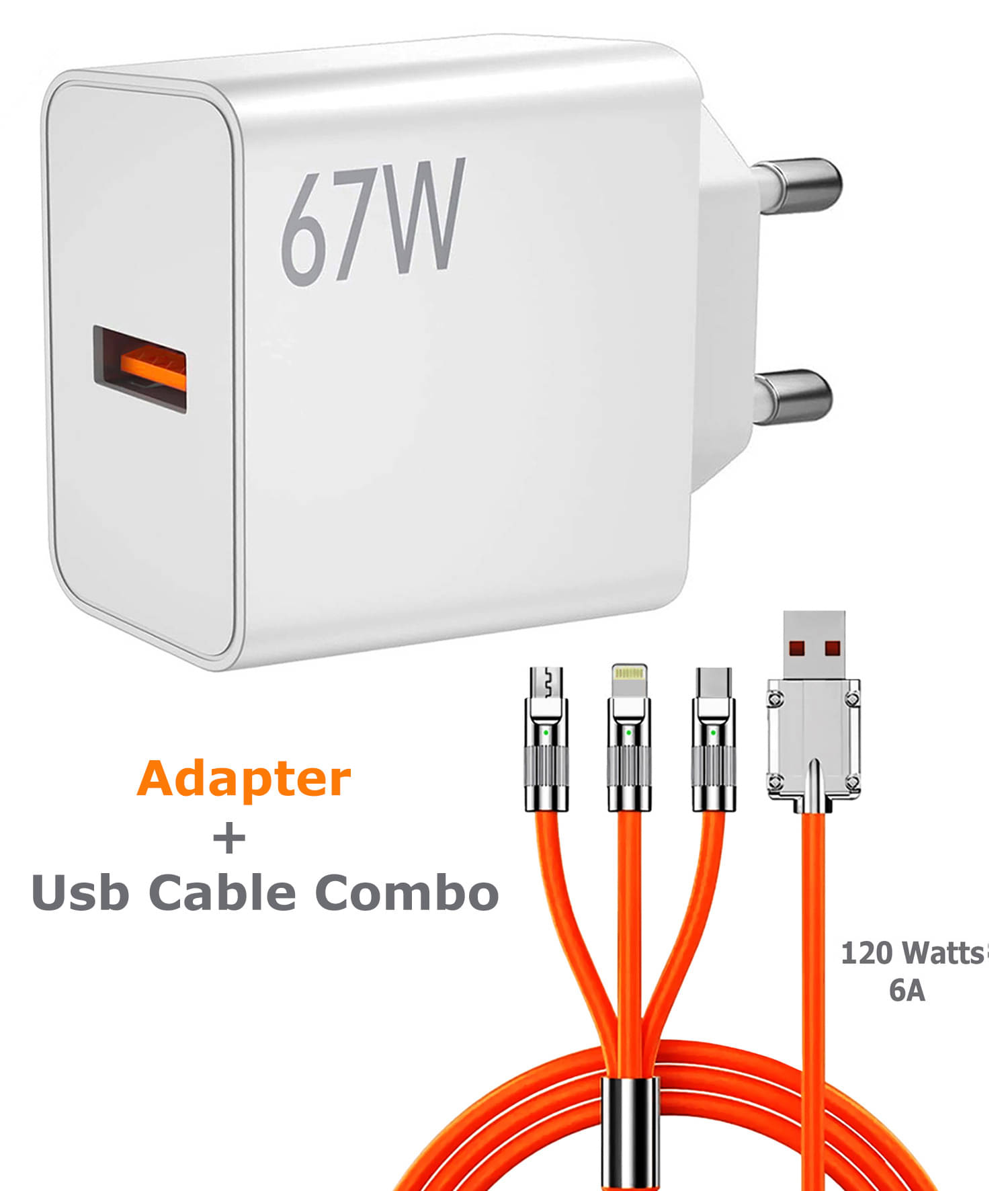 Vertical9 1.5m Data Cables 67W Fast Charger + 6amp Fat Cable - Orange Vertical9 1.5m Data Cables 67W Fast Charger + 6amp Fat Cable - Orange