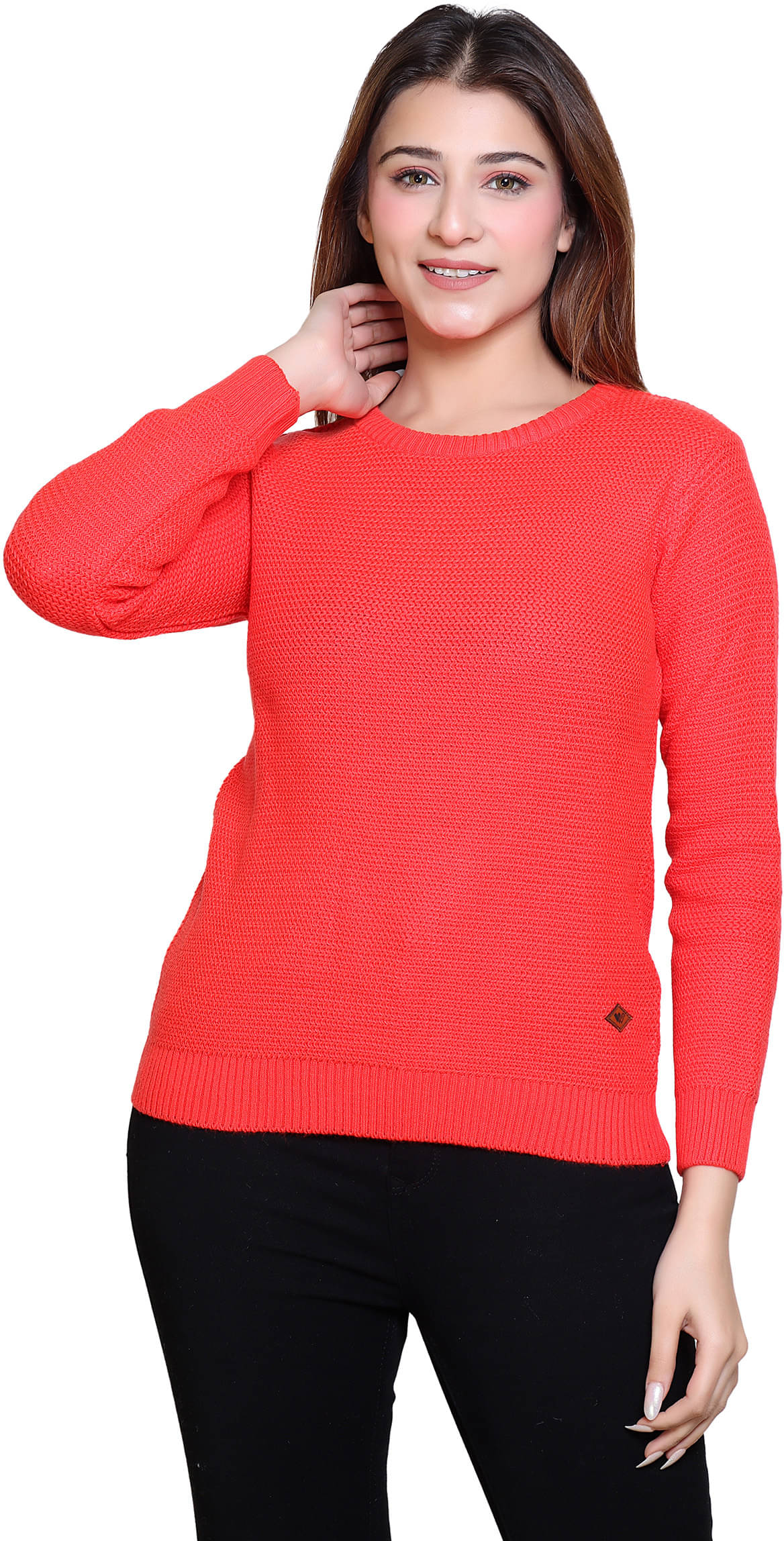 Worian Women Acrylic Round Neck Pullover ( Pink )     			Worian Women Acrylic Round Neck Pullover ( Pink )