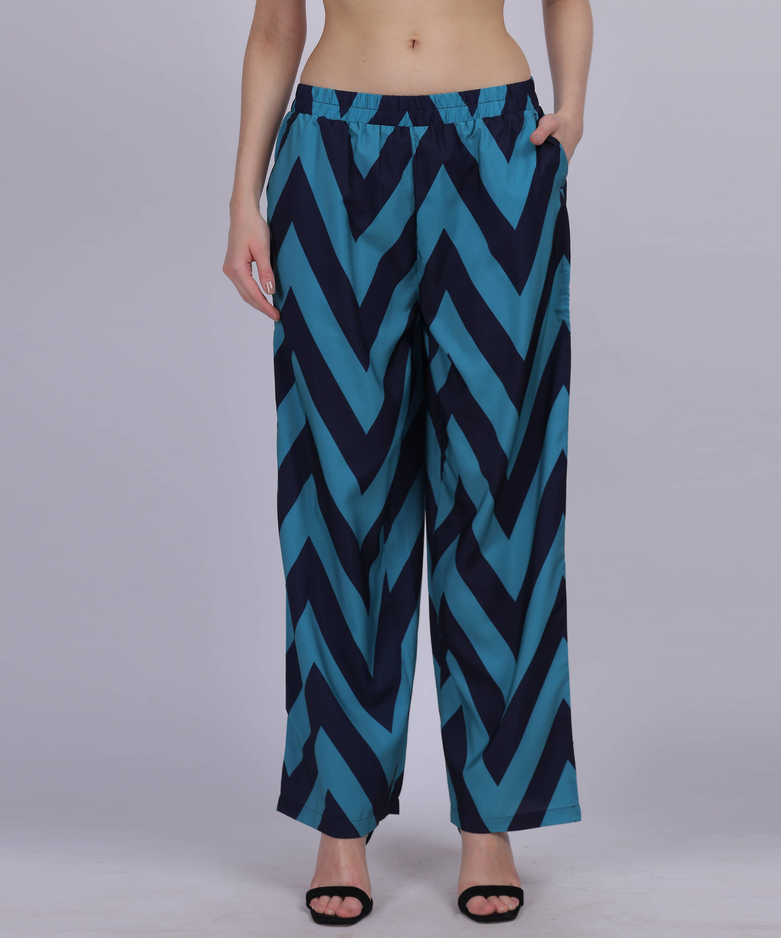     			aumbe Blue Rayon Loose Women's Casual Pants ( Pack of 1 )