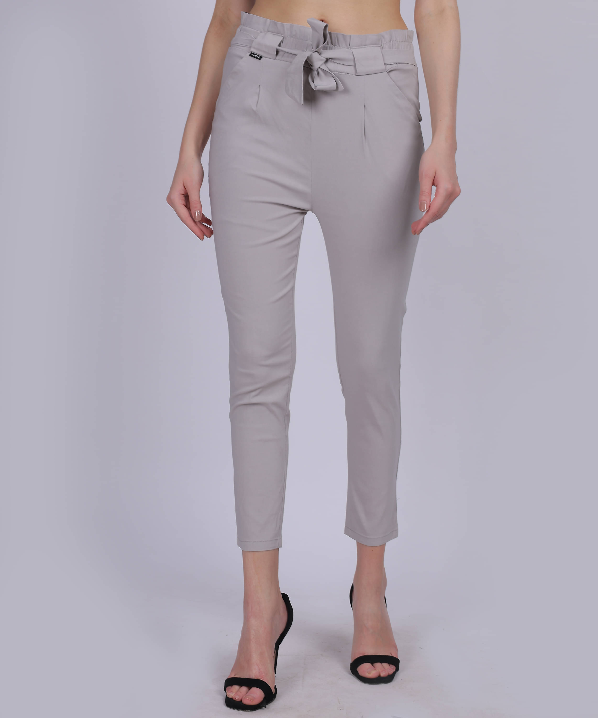     			aumbe Light Grey Polyester Regular Women's Cigarette Pants ( Pack of 1 )