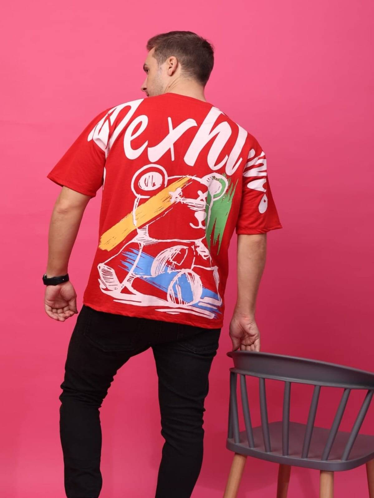     			yellow tree Men Cotton Blend Relaxed Fit Printed T-Shirt ( Red )