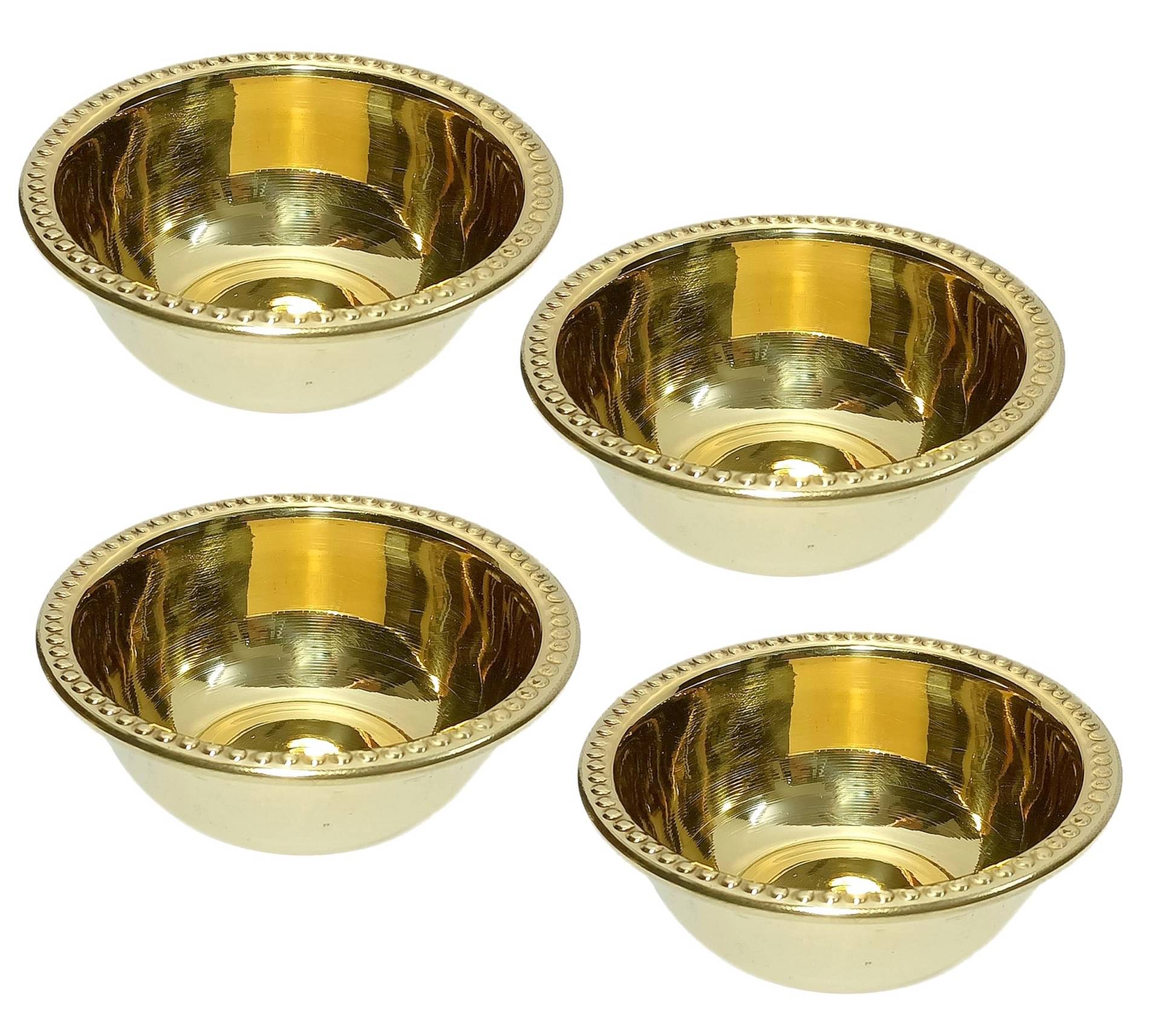     			A & H ENTERPRISES Hand Made Medium Plain Katori Brass Plain Cereal Bowl 9 cm ( Set of 4 ) Brass
