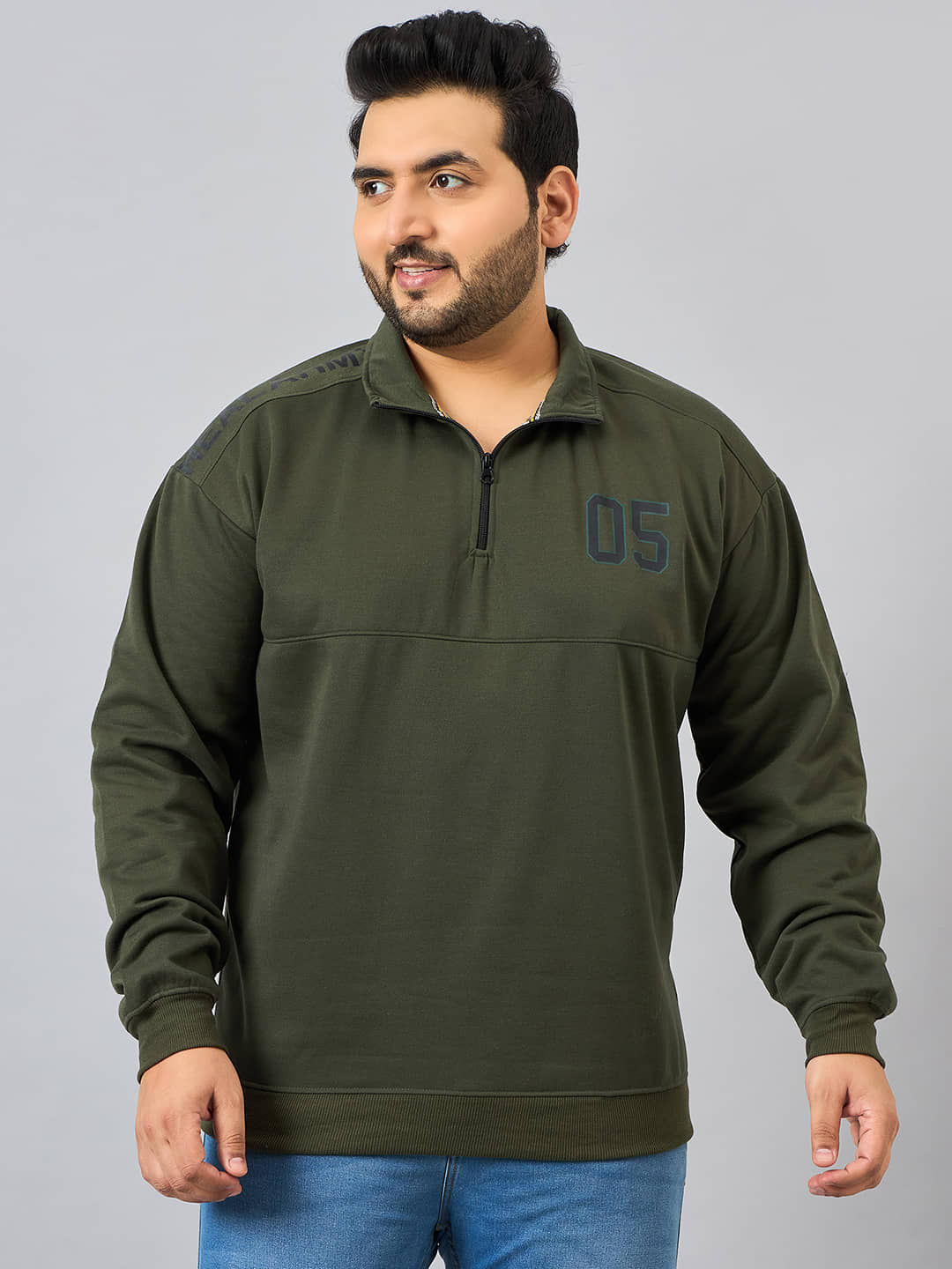 AUSTIVO Fleece High Neck Men's Sweatshirt - Grey ( Pack of 1 )
